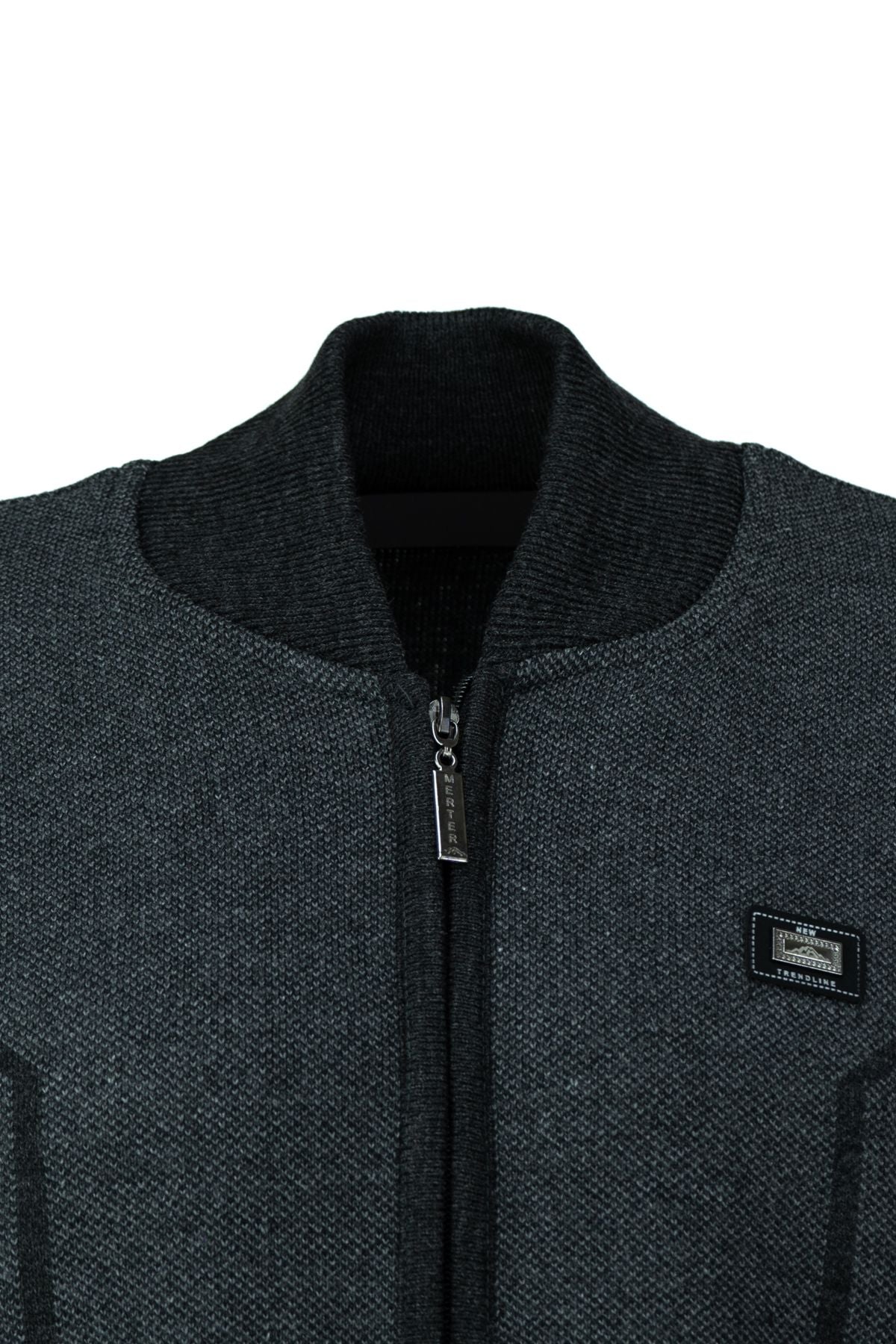 Erkek Kışlık Yünlü Örme Triko Yelek Fermuarlı Cepli Armalı Hakim Yaka Rahat Klasik Model