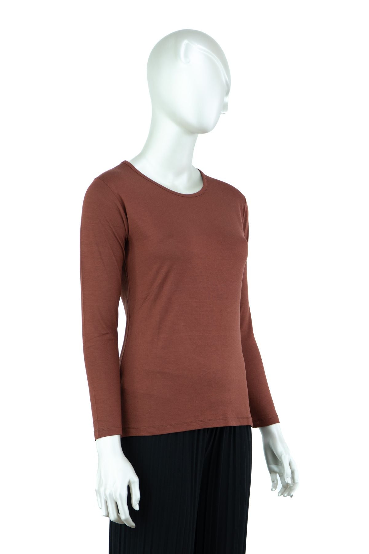 Kadın Butik Badi Yuvarlak Yaka Düz Renk Bedene Oturan Likralı Penye Kumaş