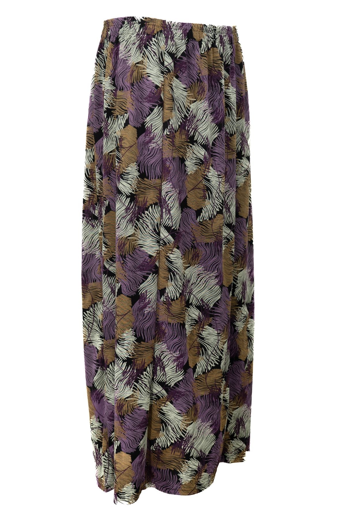 Kadın Anne Parçalı Etek Viskon Kumaş Elifim Desenli Beli Lastikli Düz Renk Rahat Kesim