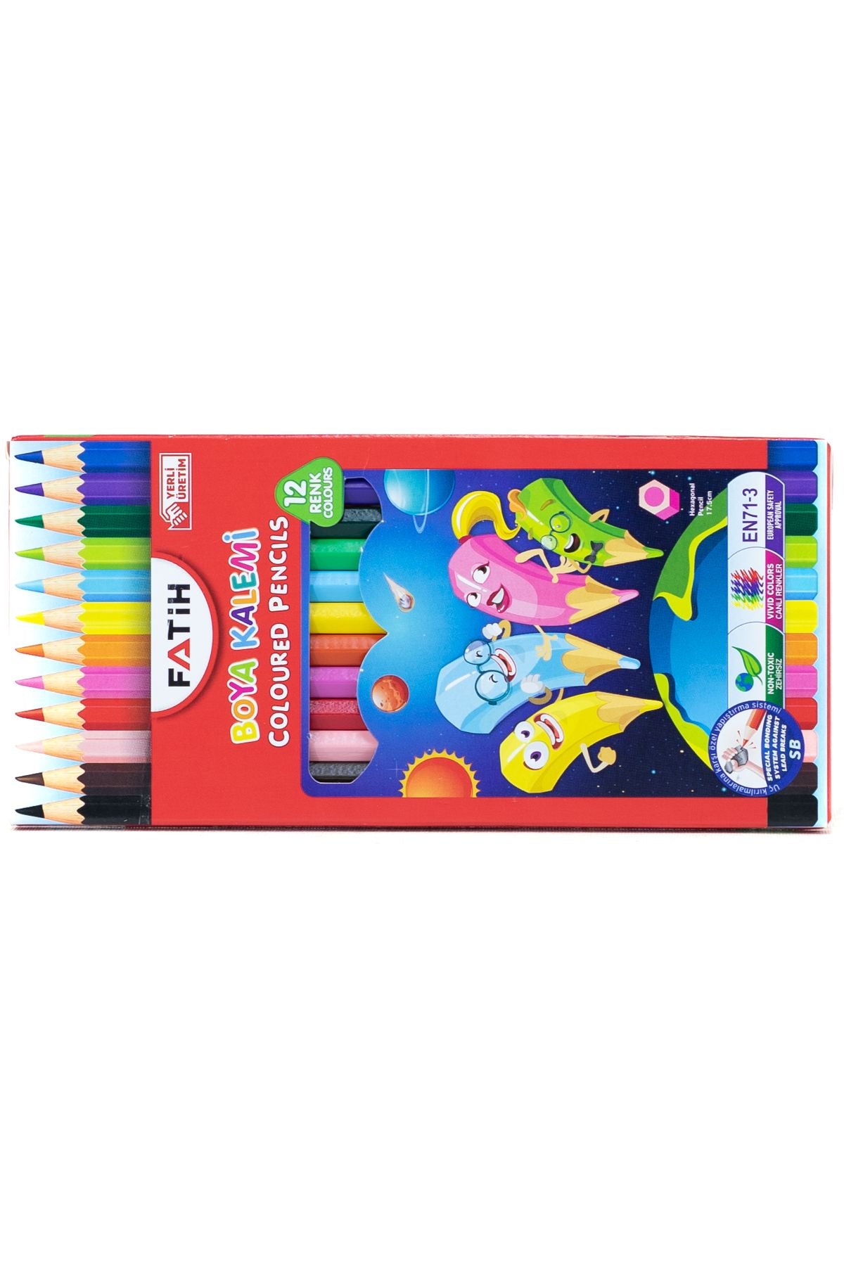 Kırtasiye Kuru Boya Kalemi ilkokul Ortaokula SB Dayanıklı Uçlu Ergonomik 12 Farklı Renk