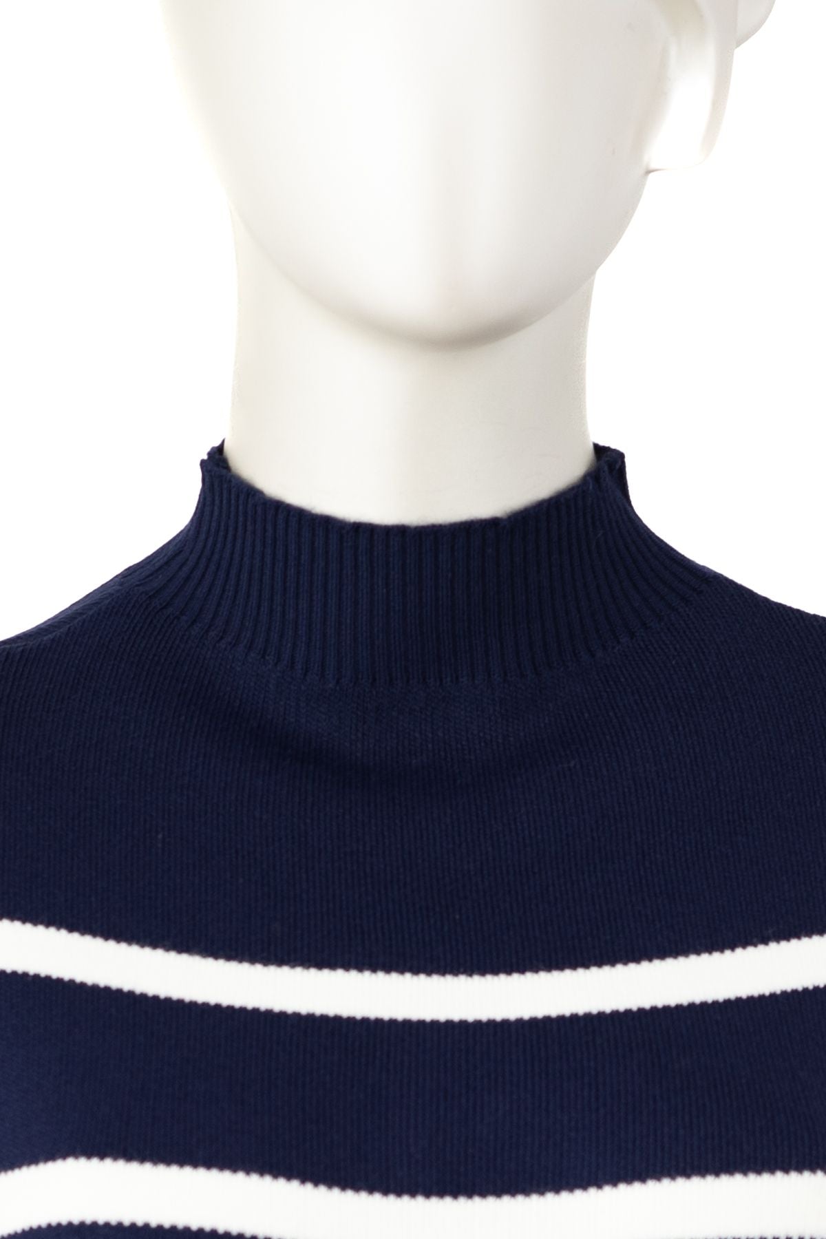 Kadın Kışlık Triko Örme Boydan Elbise Çizgi Desenli Yarım Yaka Rahat Kesim Tam Kalıp Likralı