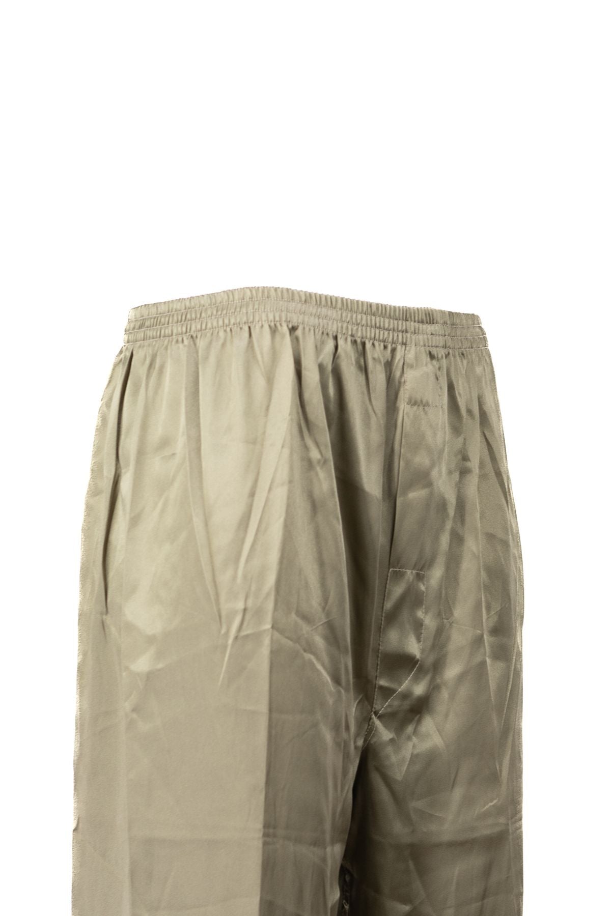 Erkek Saten Kumaş Pijama Pantolon Düz Renk Beli Lastikli Cepsiz Geniş Paça Rahat Kesim
