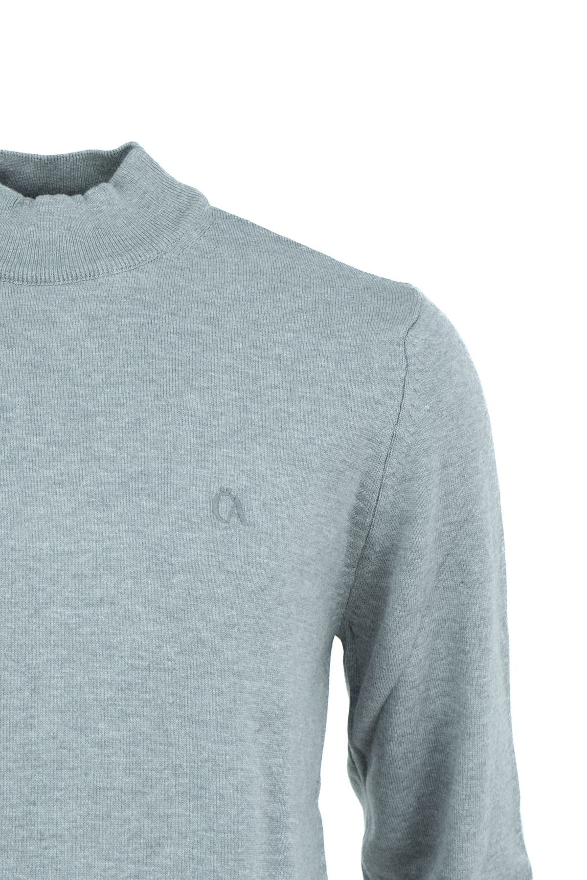 Erkek Kışlık Yarım Balıkçı Yaka Armalı Düz Renk Rahat Kesim Likralı Pamuklu Dokuma Kazak