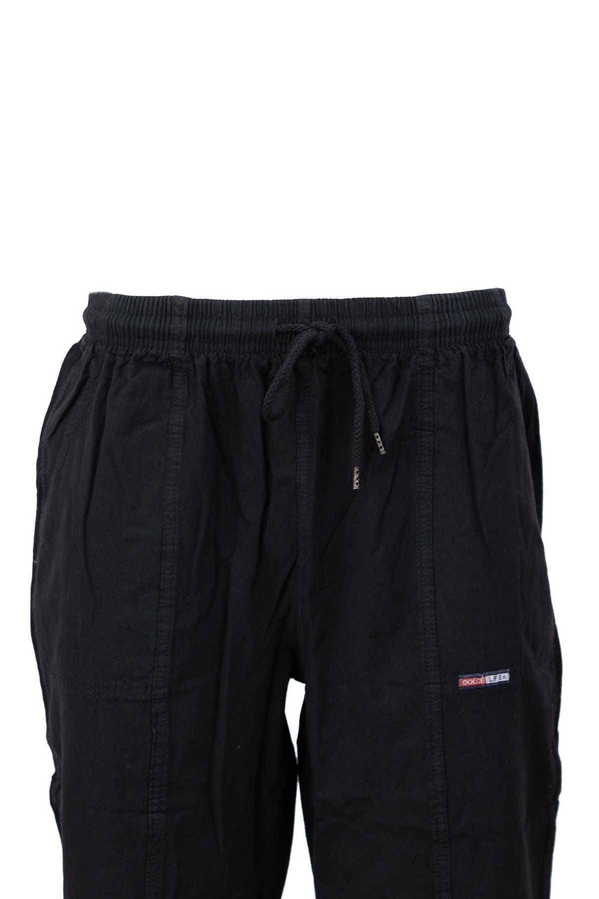 Erkek %100 Saf Pamuk Kumaş Kapri Düz Paça Yanlardan Cepli Beli Bağcıklı Rahat Tam Kalıp