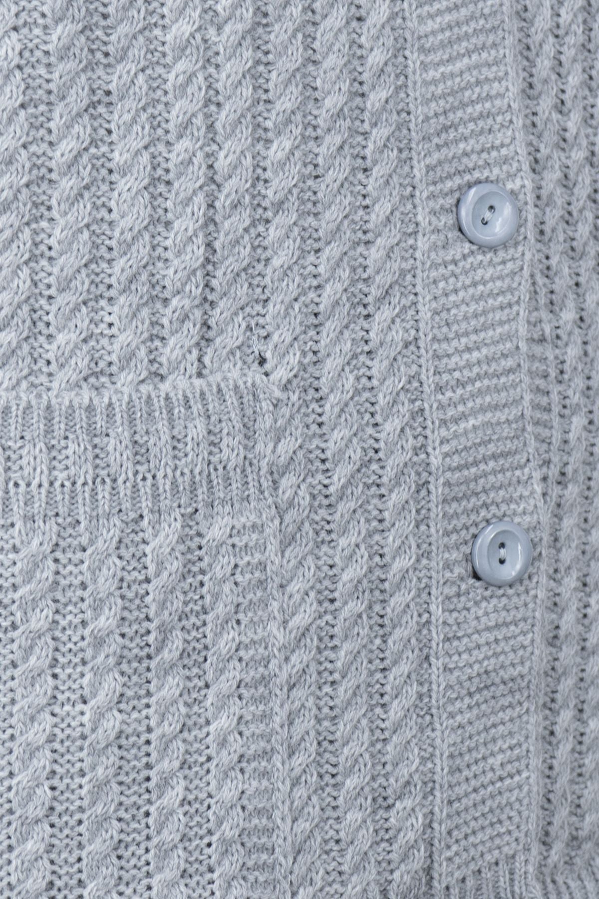 Kadın Kışlık Pamuklu Triko Klasik Örme Anne Yelek Saç Örgü Model Önden Düğmeli Çift Cepli