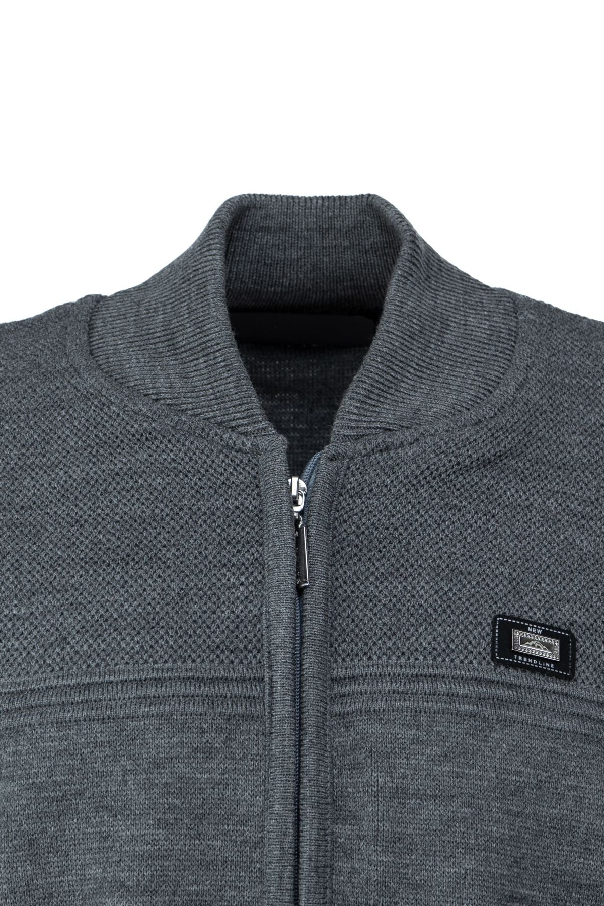 Erkek Kışlık Kalın Yünlü Örme Triko Yelek Şık Motifli Fermuarlı Çift Cepli Rahat Hakim Yaka