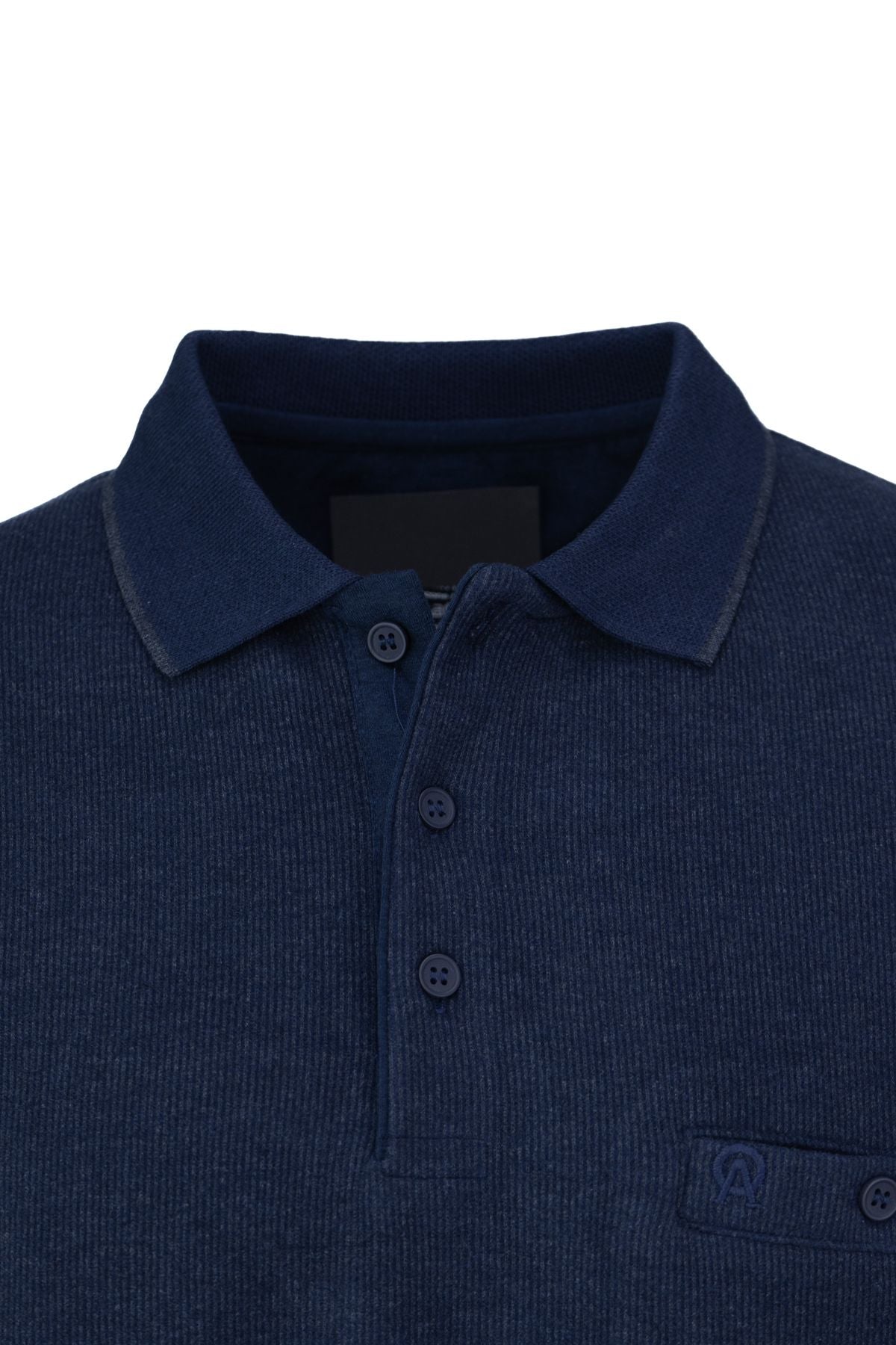 Erkek Kışlık Kazak Pamuklu Örme Düğmeli Polo Yaka Cepli Uzun Kollu Rennes Desenli Rahat