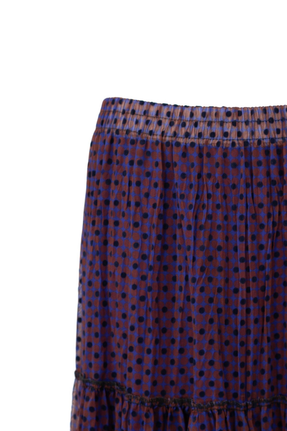 Kadın Astarlı Şifon Etek Manolya Desenli Beli Lastikli Rahat Kesim Parçalı