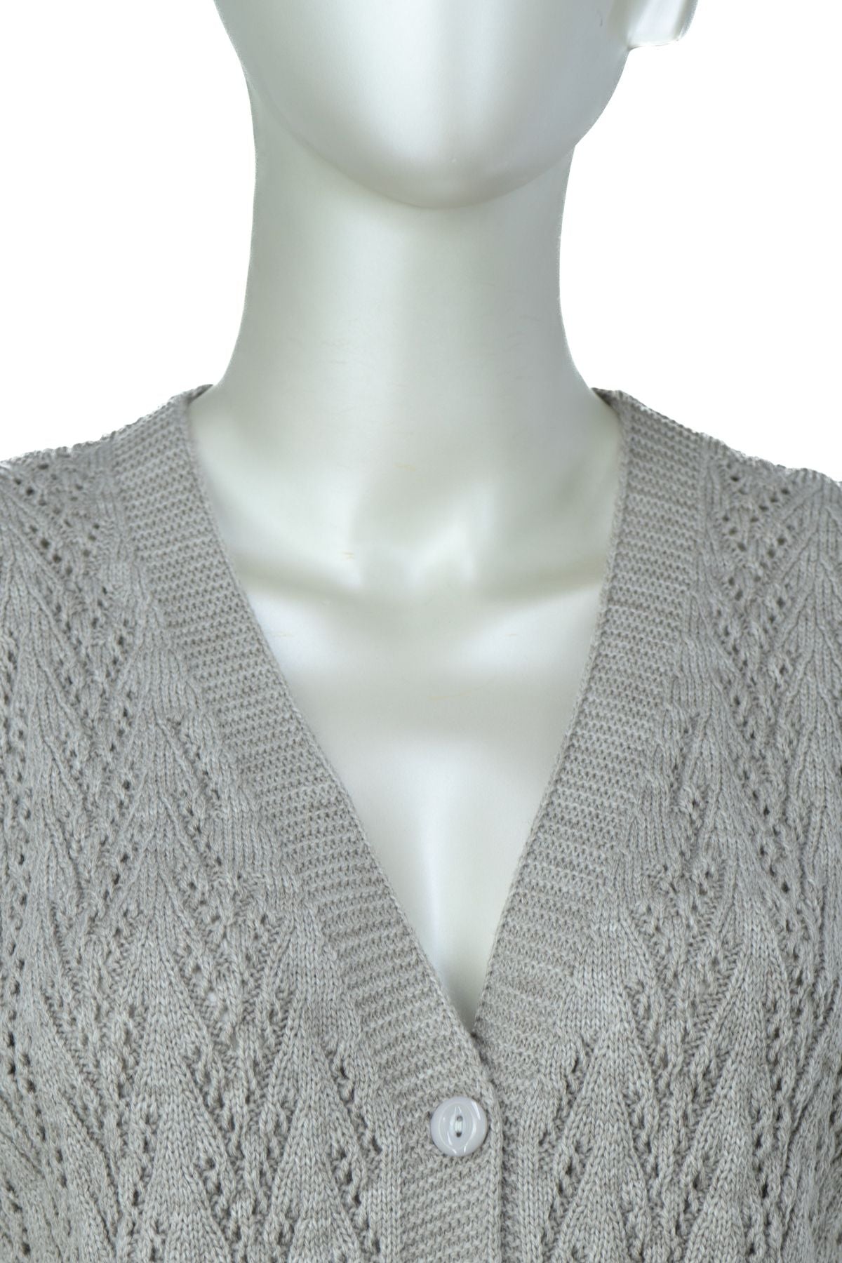 Kadın Kışlık Pamuklu Triko Klasik Örme Anne Yelek Kilim Örgü Model Önden Düğmeli Çift Cepli