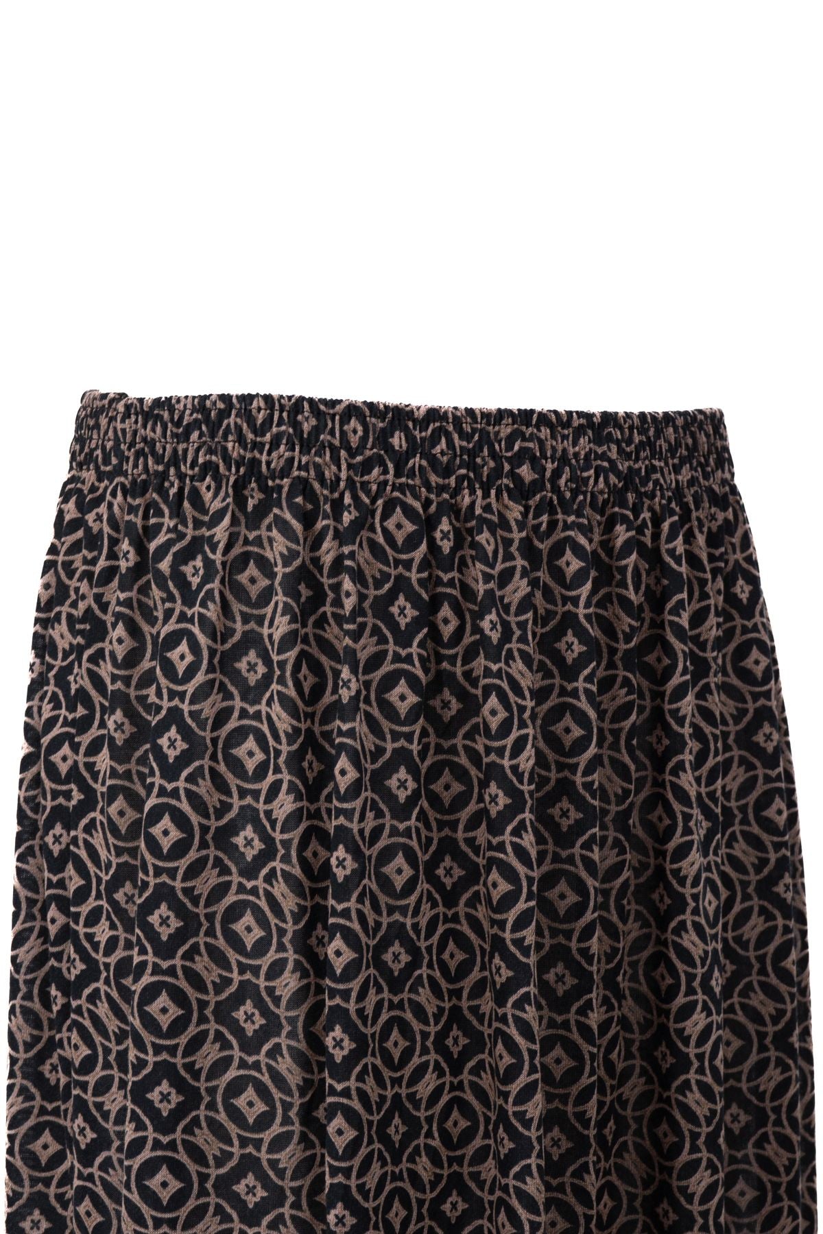 Kadın Kışlık Anne Etek Viskon Kumaş Manzara Desenli Beli Lastikli Rahat Kesim Tam Kalıp