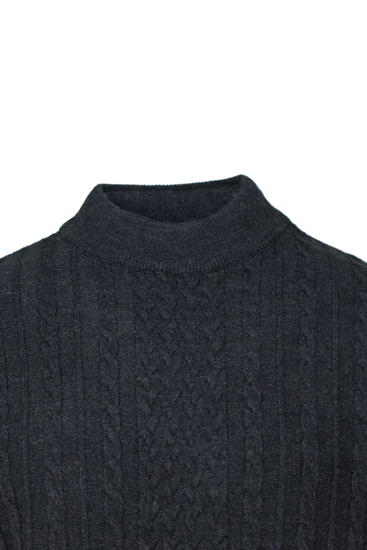 Erkek Kışlık Desenli Yarım Balıkçı Yaka Likralı Tam Kalıp Kalın Premium Yünlü Dokuma Kazak