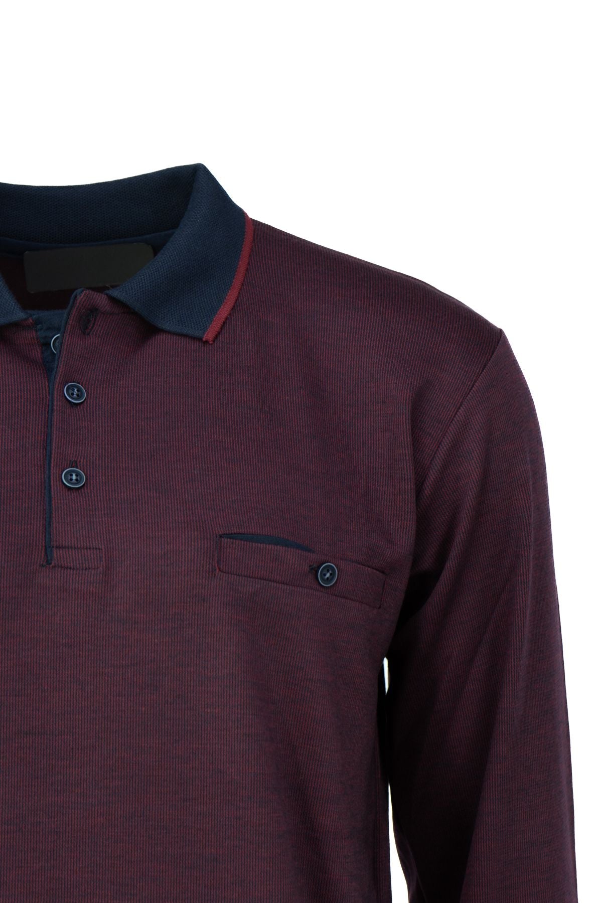 Erkek Kışlık Kazak Pamuklu Dokuma Düğmeli Polo Yaka Cepli Uzun Kollu Tarih Desenli Rahat