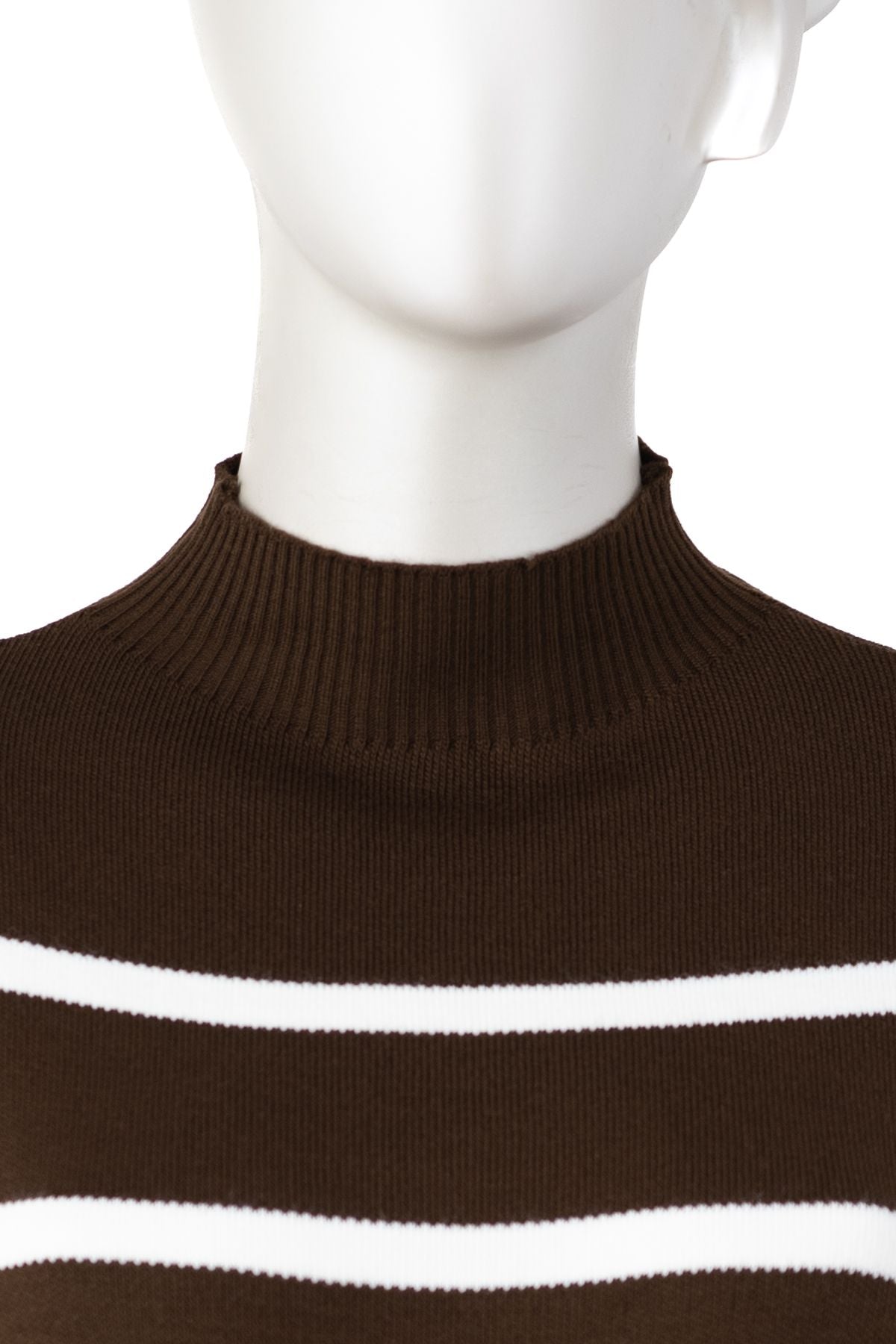 Kadın Kışlık Triko Örme Boydan Elbise Çizgi Desenli Yarım Yaka Rahat Kesim Tam Kalıp Likralı