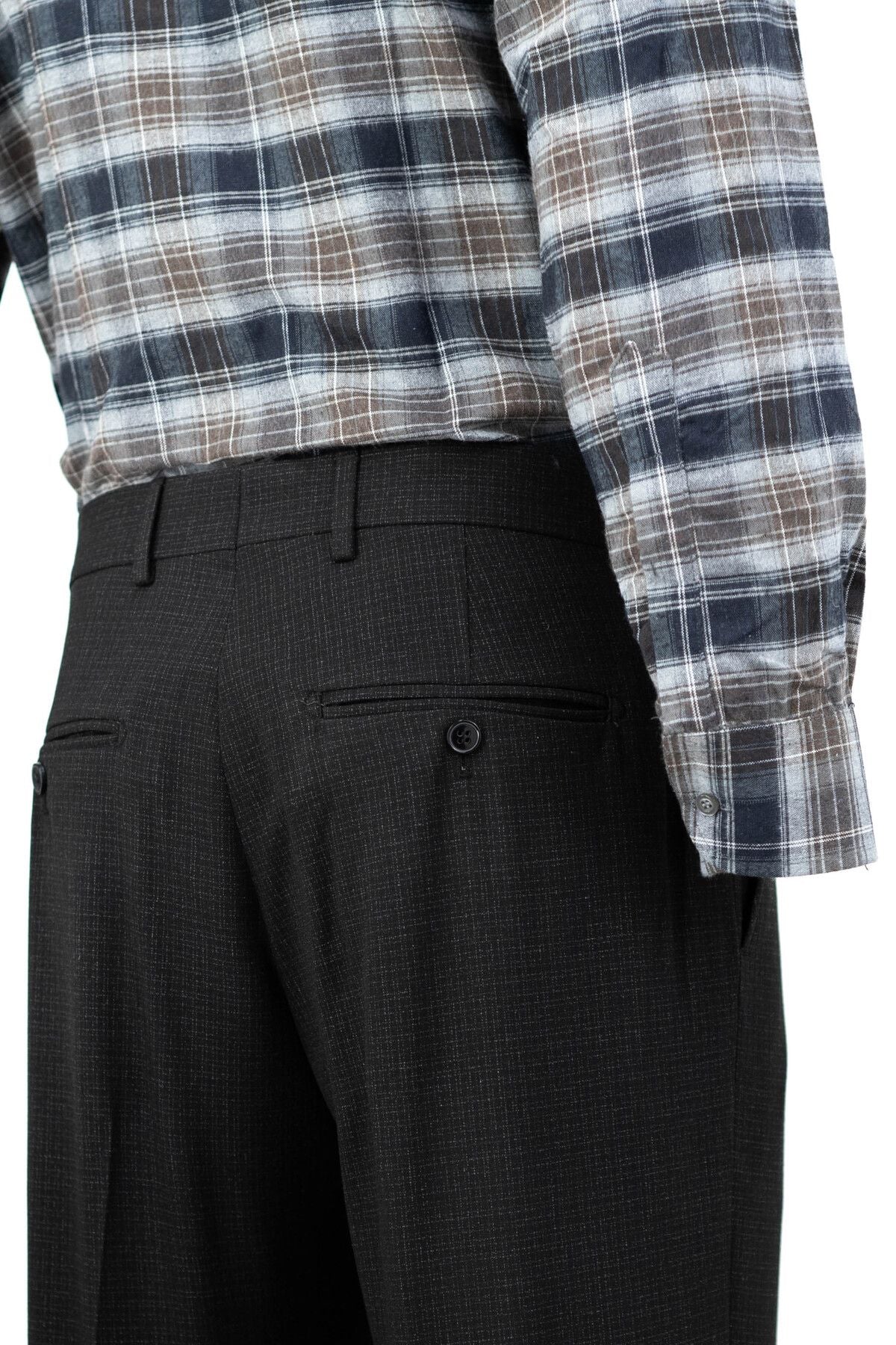 Erkek Mevsimlik Düz Paça Yandan Cepli Rahat Kesim Tam Kalıp Klasik Kumaş Pantolon