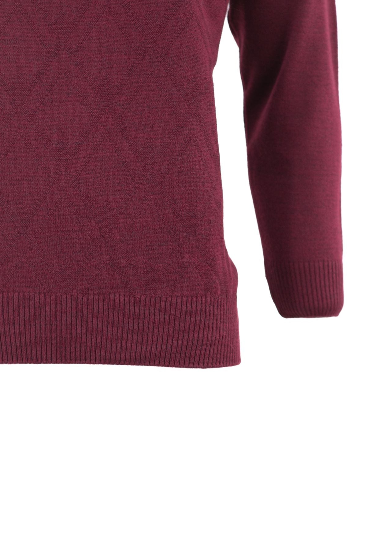 Erkek Kışlık Baklava Desenli Yarım Balıkçı Yaka Tam Kalıp Kalın Premium Yünlü Dokuma Kazak