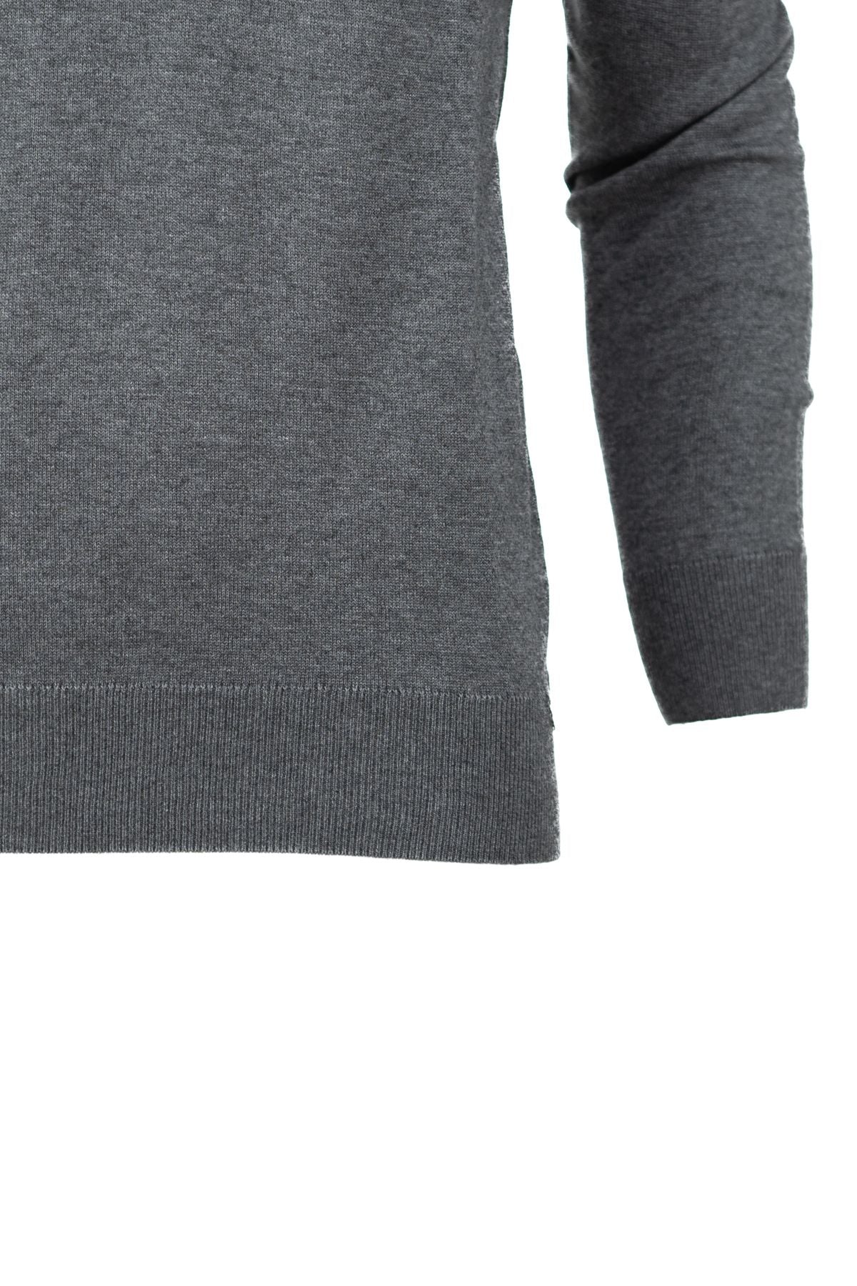 Erkek Kışlık Doğal Pamuklu Triko ince Örme V Yaka Şık Kazak Rahat Tam Kalıp Klasik Model