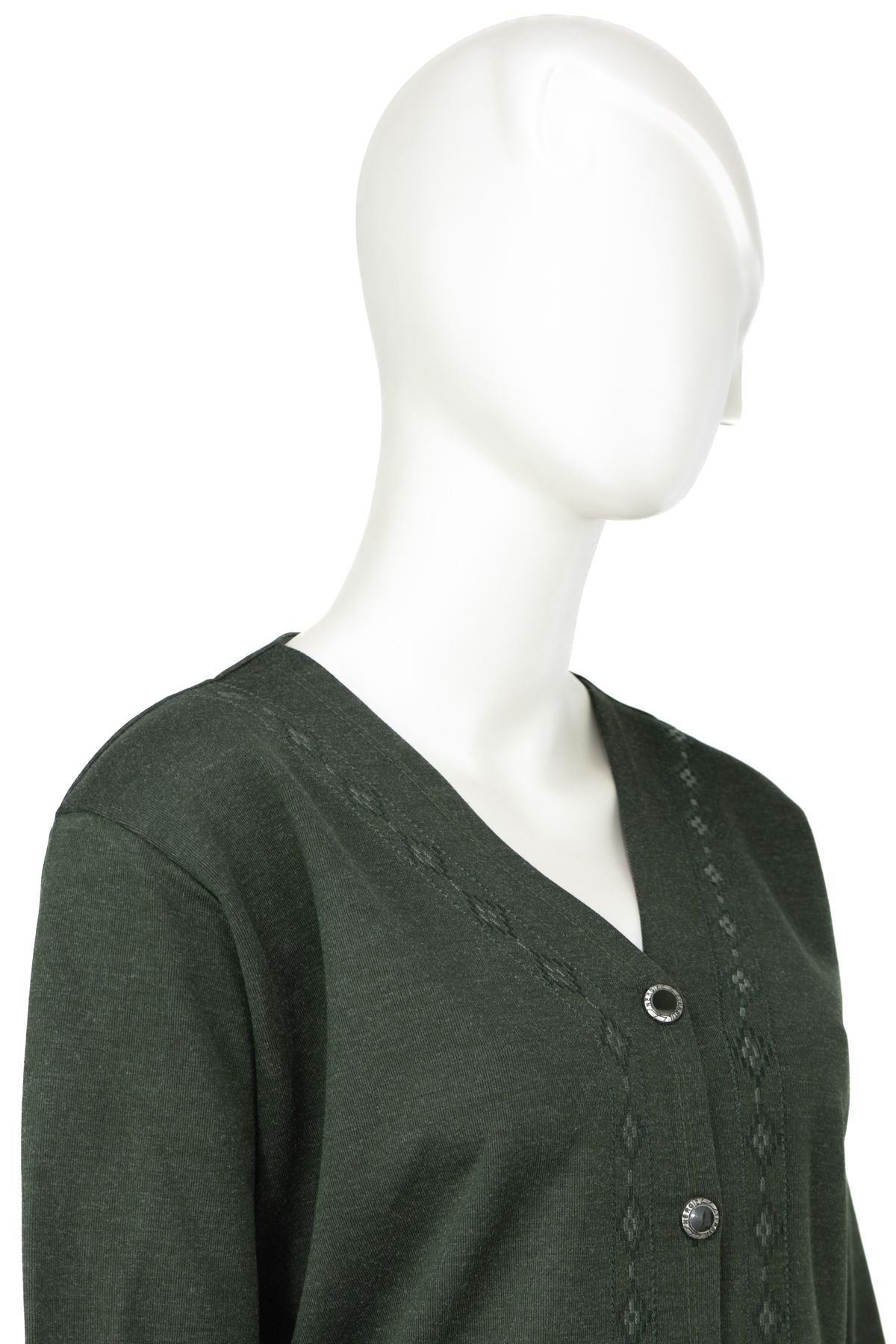 Kadın Kışlık Anne Hırka Modern Çiçek Nakışlı Ecrin Örme Önü Düğmeli Çift Cepli Likralı