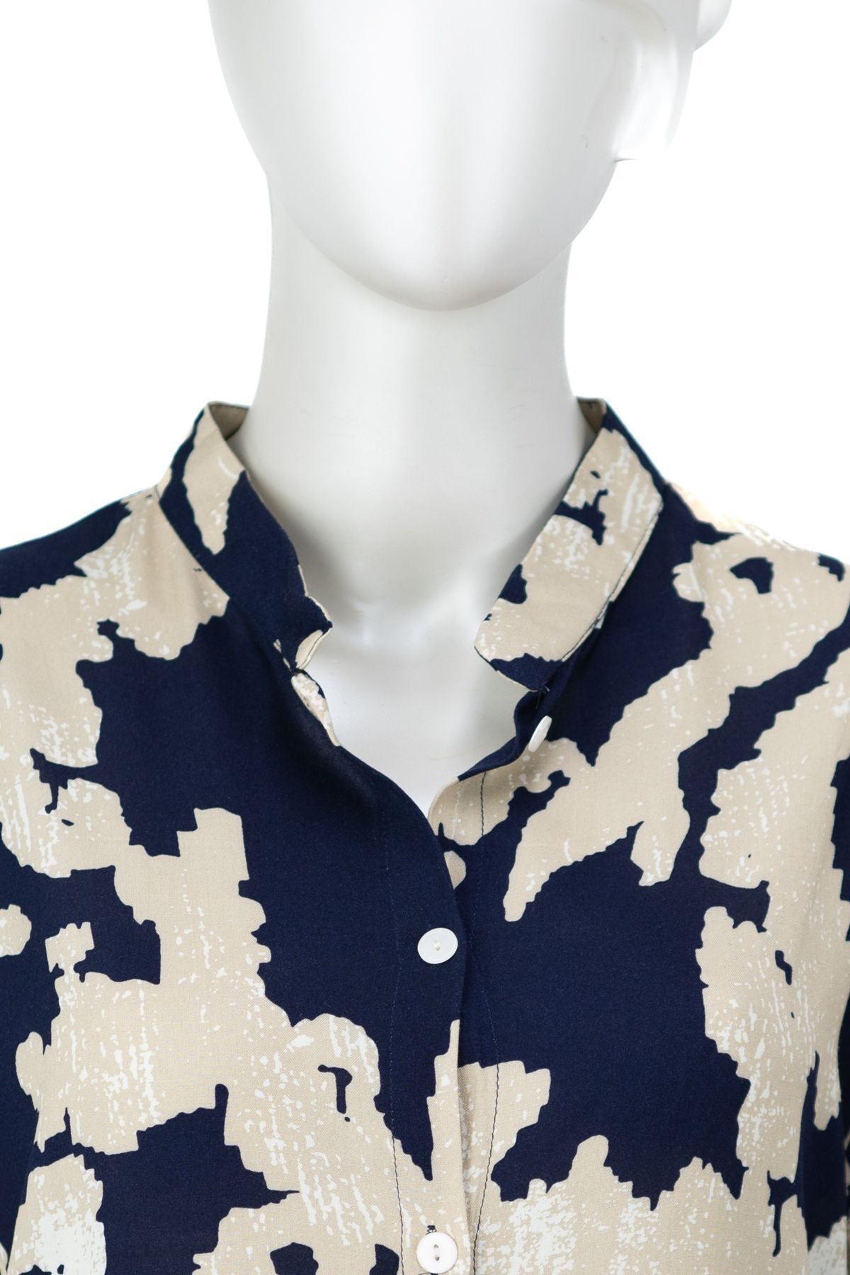 Kadın Dokuma Viskon Kumaş Anne Uzun Tunik Hakim Yaka Sanat Desenli Likrasız Tam Kalıp