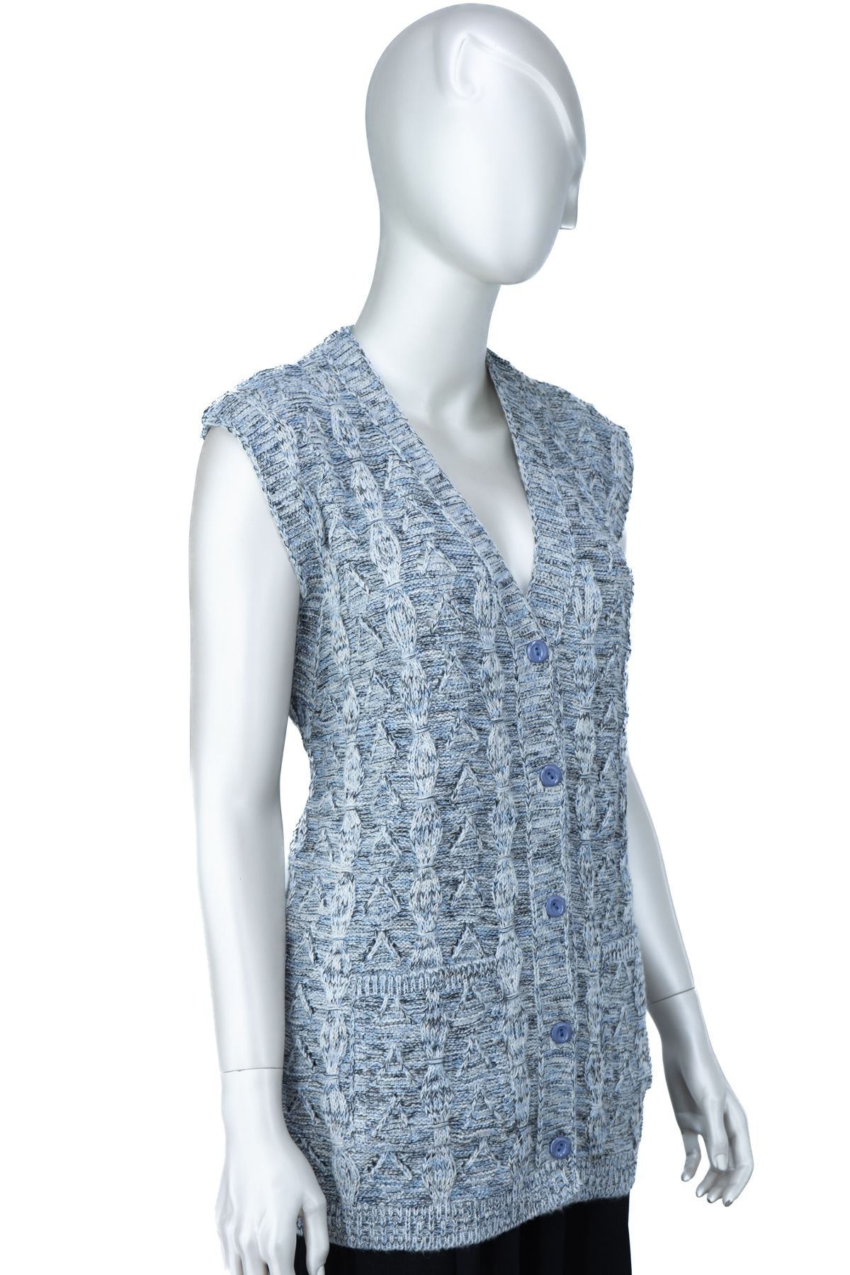 Kadın Kışlık Anne Yelek Pamuklu Triko Yasemin Örgü Model Önden Düğmeli Çift Cepli Rahat