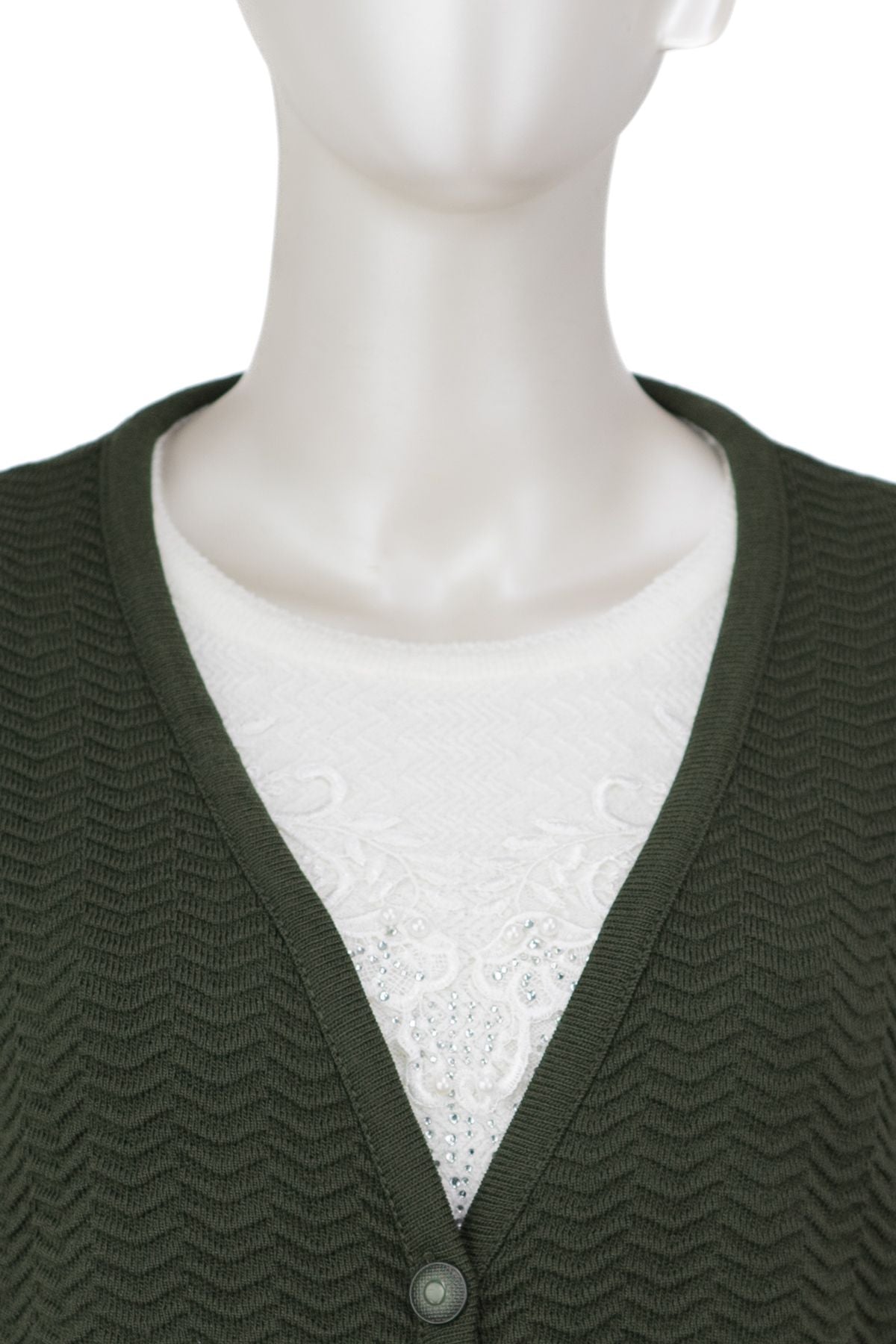 Kadın Kalın Kışlık Kendinden Motifli Cepli Triko Örme Anne Hırka Rahat Kesim Tam Kalıp