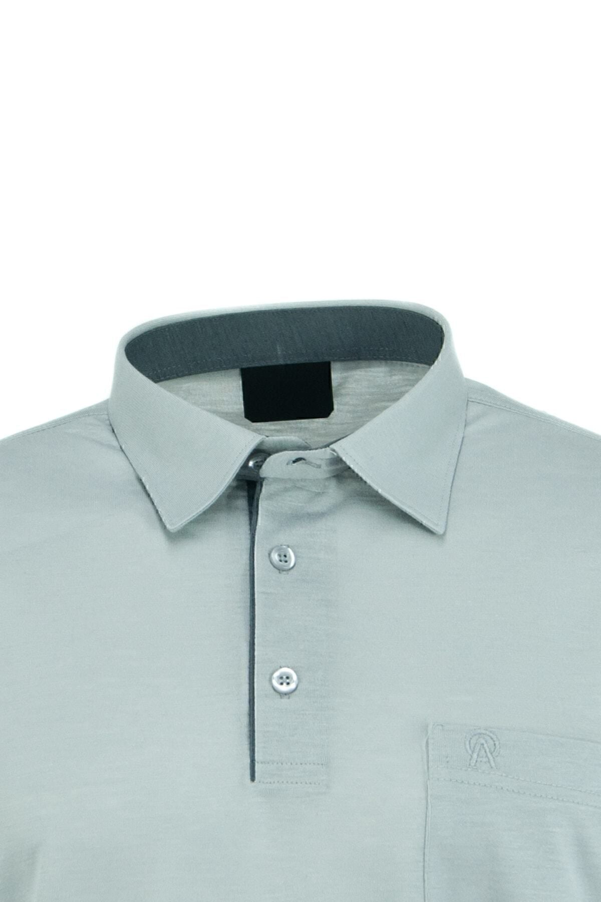 Erkek Cepli Kısa Kollu Düz Renk Normal Kesim Pamuklu Kumaş Gömlek Yaka T-shirt