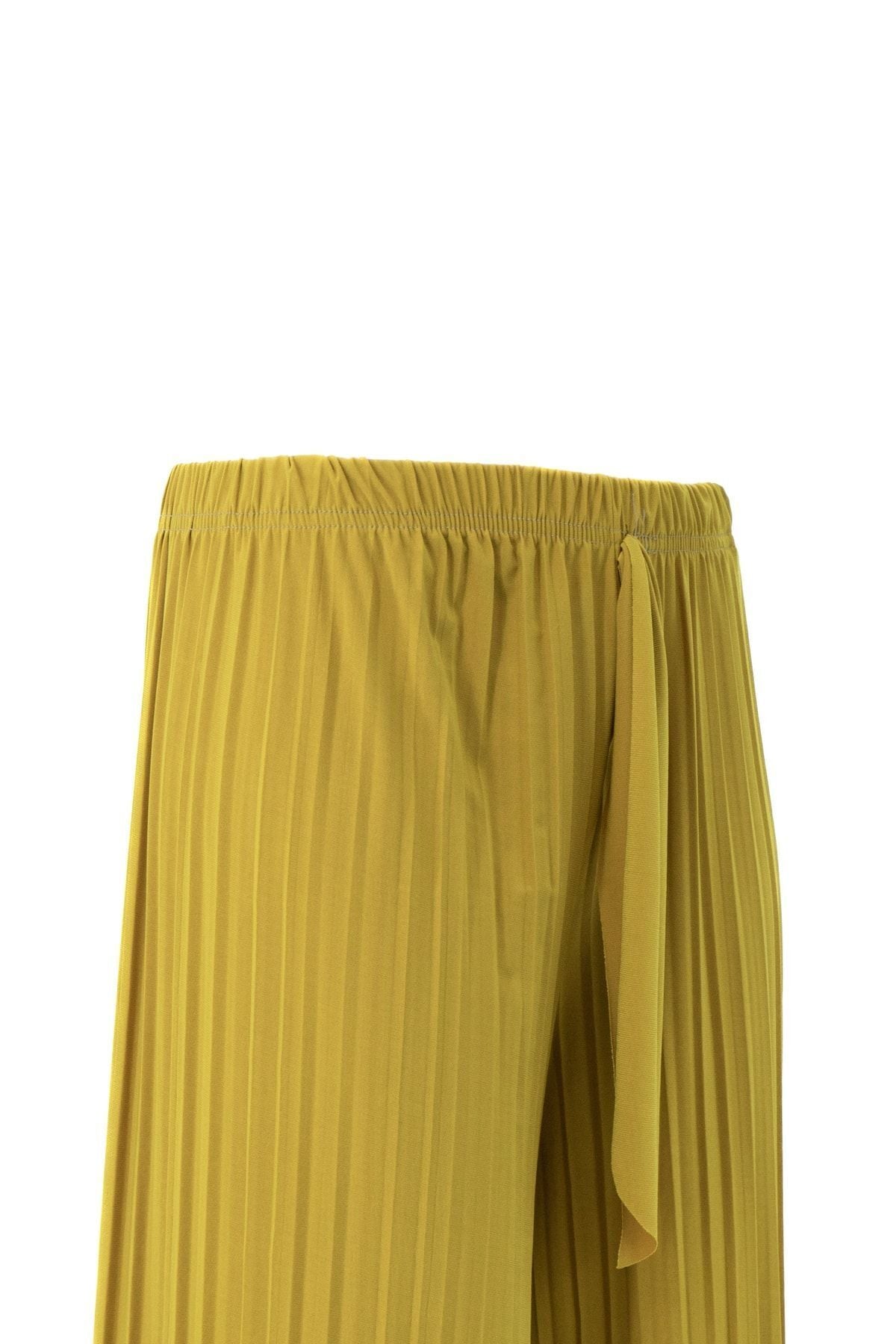 Kadın Butik Pantolon Etek Beli Lastikli Pilili Tam Kalıp Rahat Kesim Likralı Sandy Kumaş