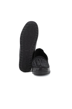 Kadın Bağcıksız Kauçuk Taban Comfort Model Taşlı Rahat Ortopedik Deri Klasik Anne Ayakkabı
