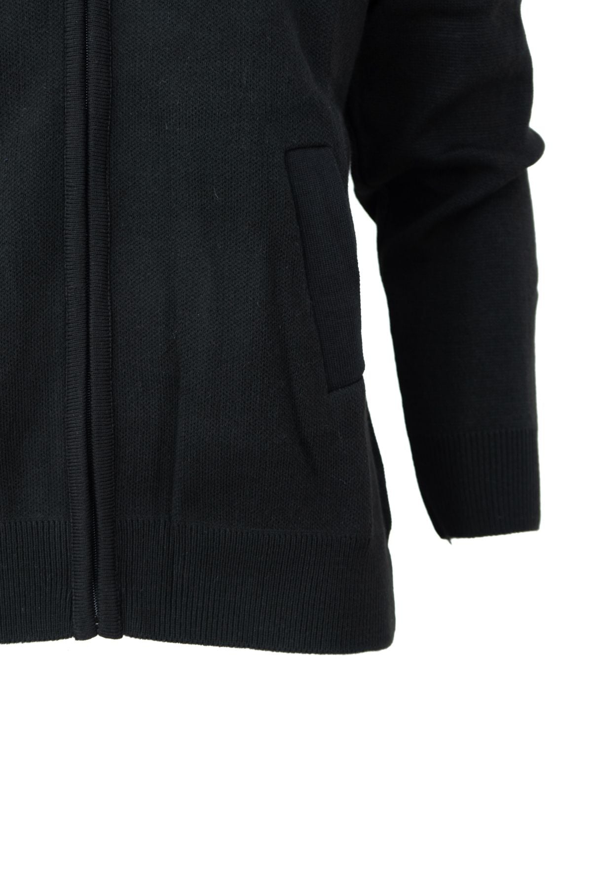 Erkek Kışlık Kalın Pamuklu Örme Triko Hırka Fermuarlı CepliTam Kalıp Hakim Yaka Arma Motifli