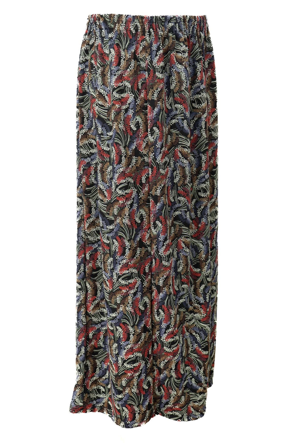 Kadın Anne Parçalı Etek Viskon Kumaş Sümbülüm Desenli Beli Lastikli Düz Renk Rahat Kesim