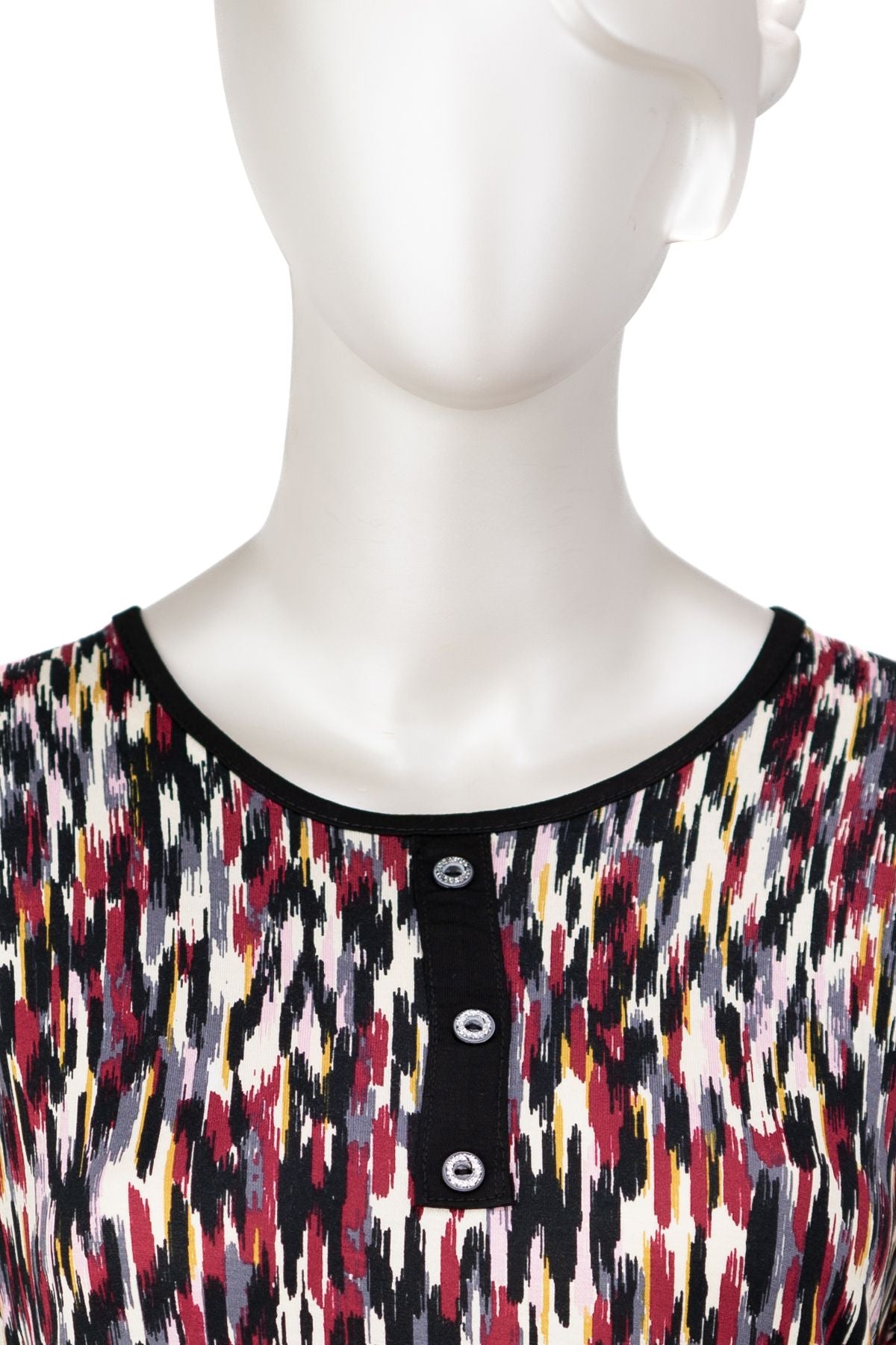 Kadın Turlu Viskon Penye Kumaş Anne Bluz Çizgi Desenli Likralı Yuvarlak Yaka Tam Kalıp