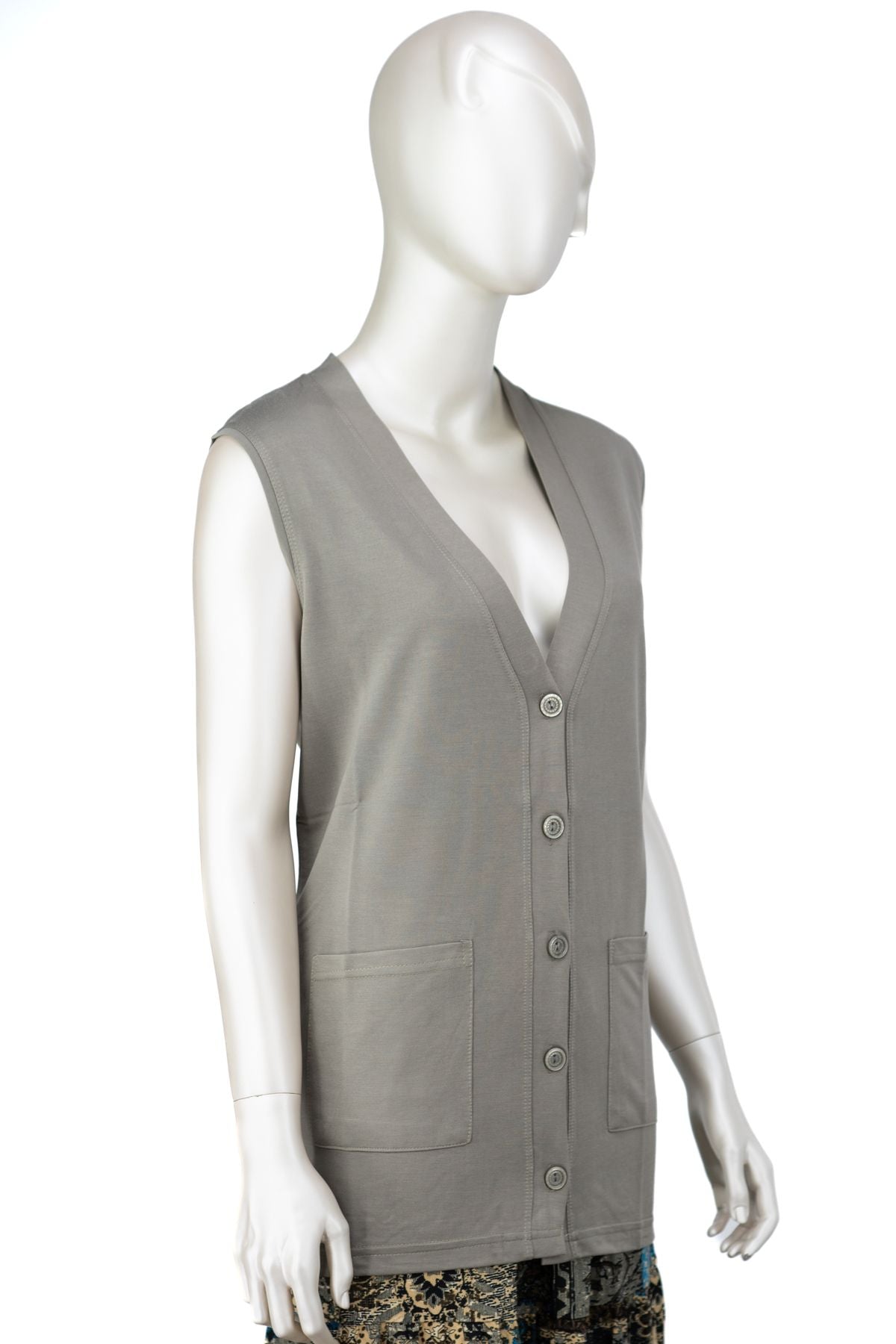 Kadın Glorya Penye Kumaş Anne Yelek Düz Renk Uzun Kollu Cepli Likrasız Rahat Kesim Tam Kalıp