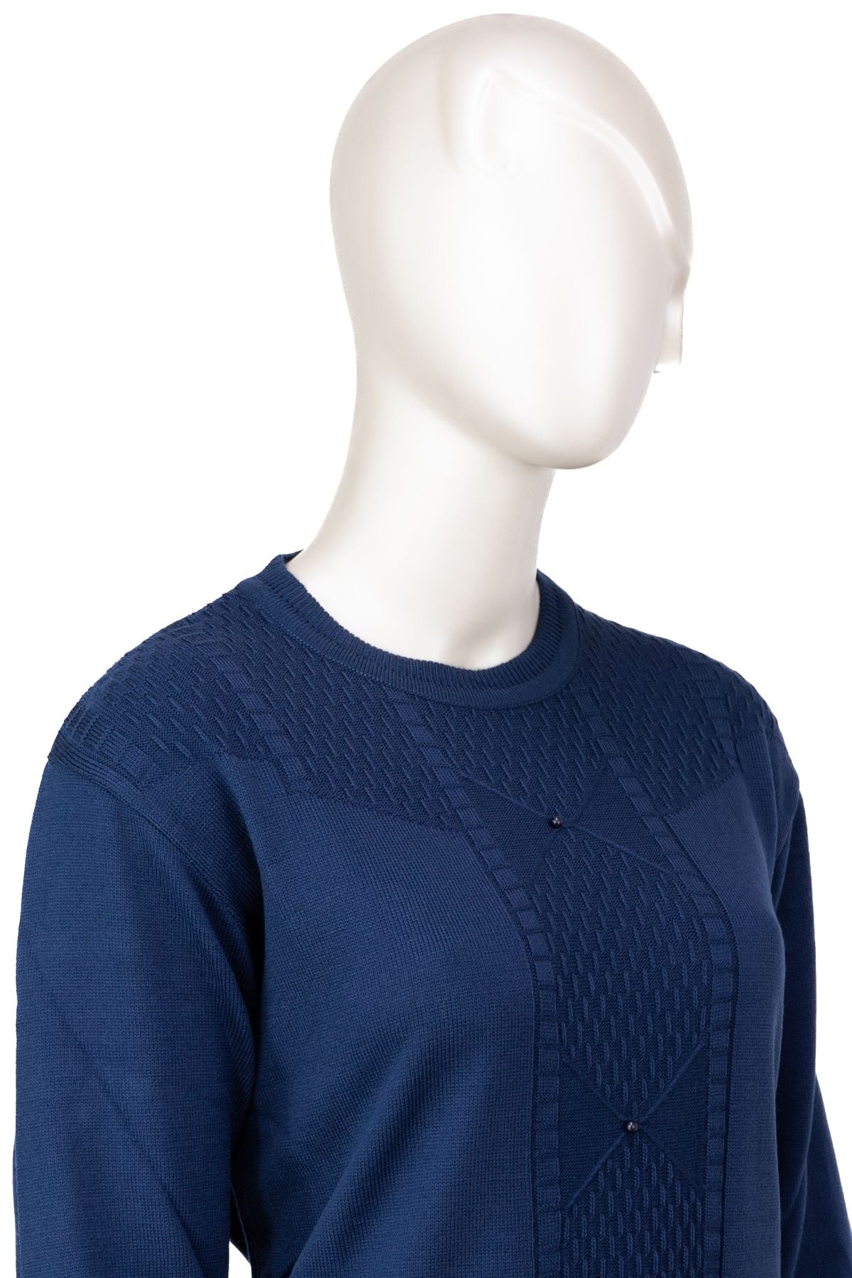 Kadın Kışlık Pamuklu Triko Dokuma Anne Kazak Boncuklu Tasarım Motifli Yuvarlak Yakalı