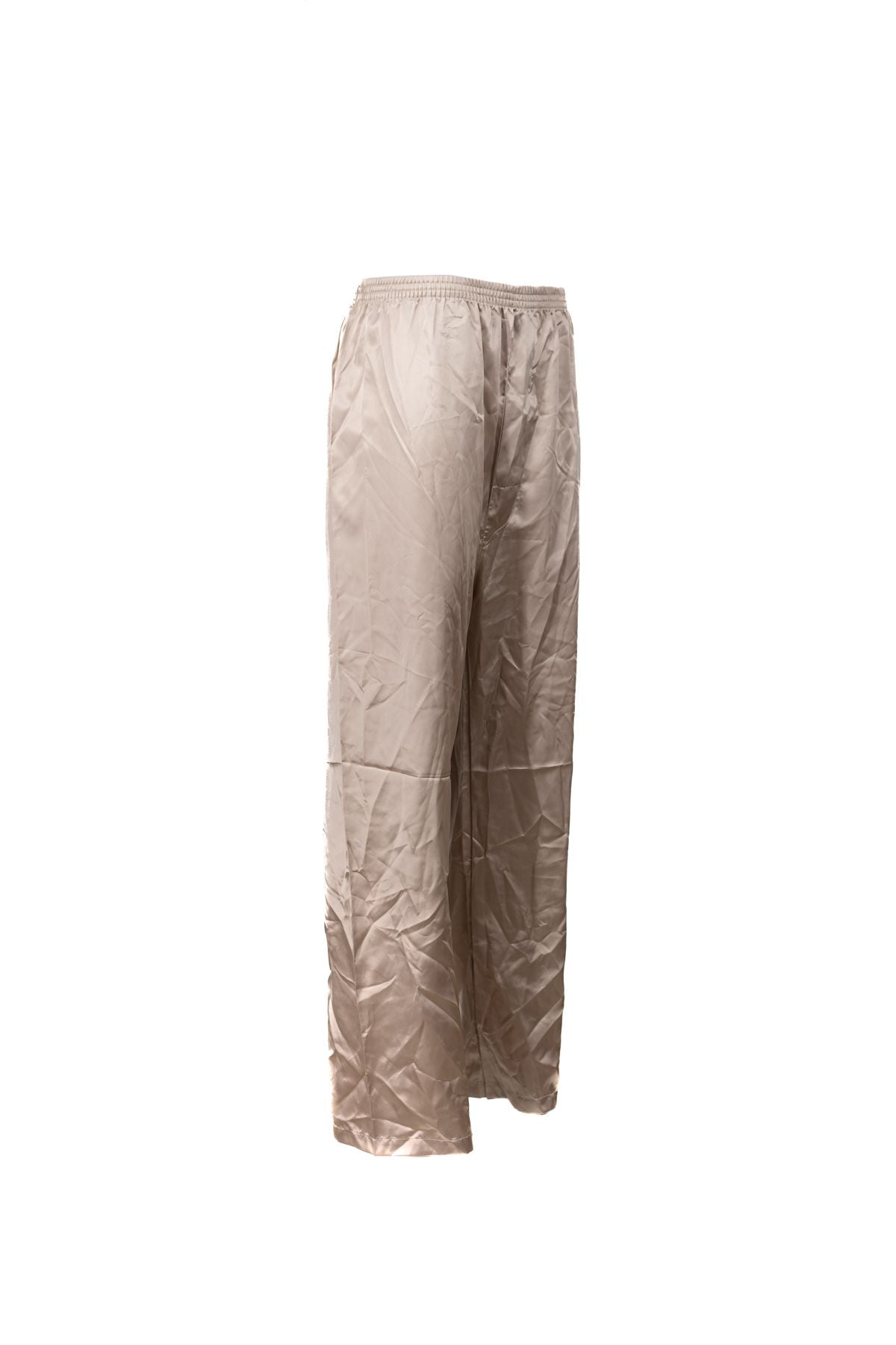 Erkek Saten Kumaş Pijama Pantolon Düz Renk Beli Lastikli Cepsiz Geniş Paça Rahat Kesim