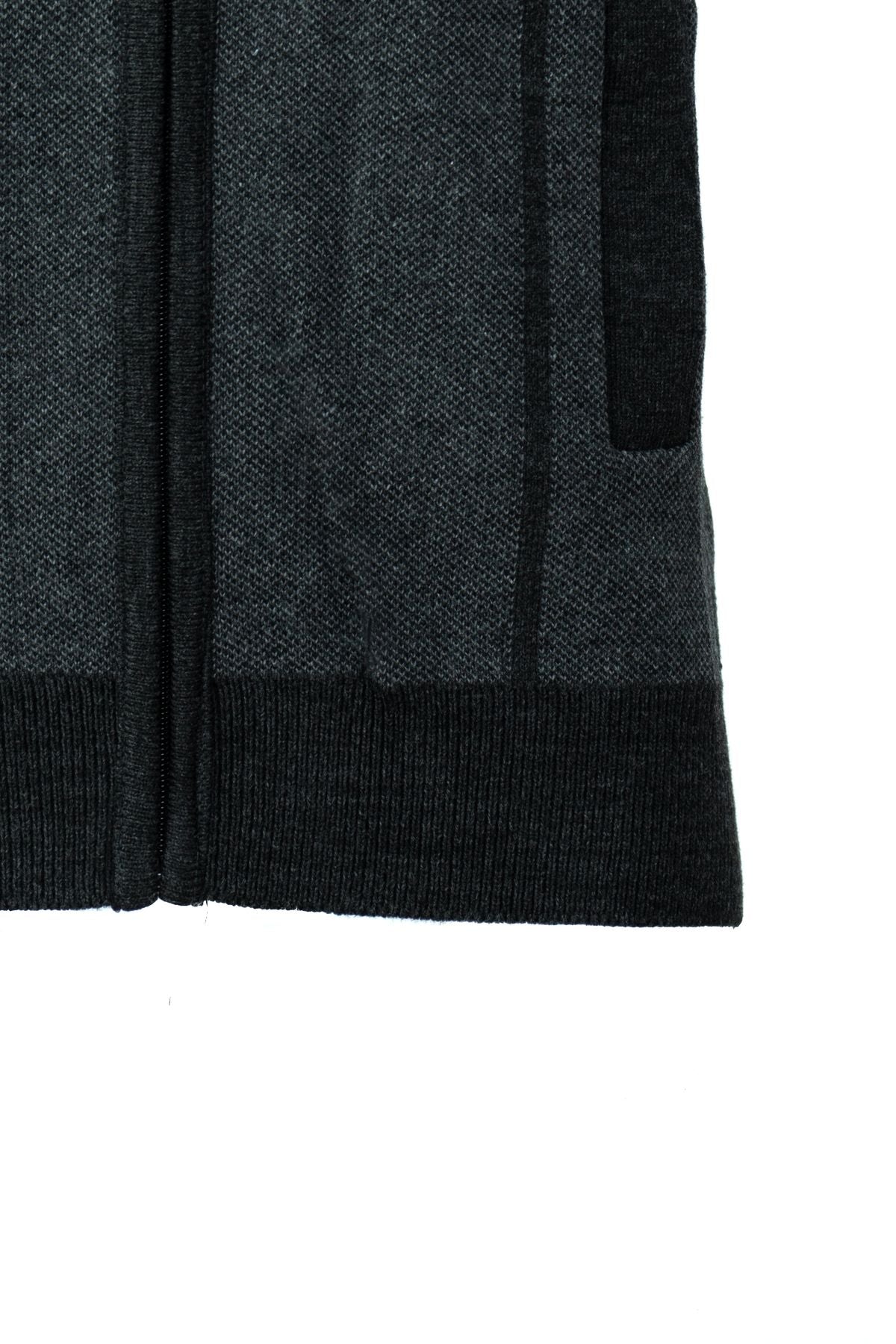 Erkek Kışlık Yünlü Örme Triko Yelek Fermuarlı Cepli Armalı Hakim Yaka Rahat Klasik Model