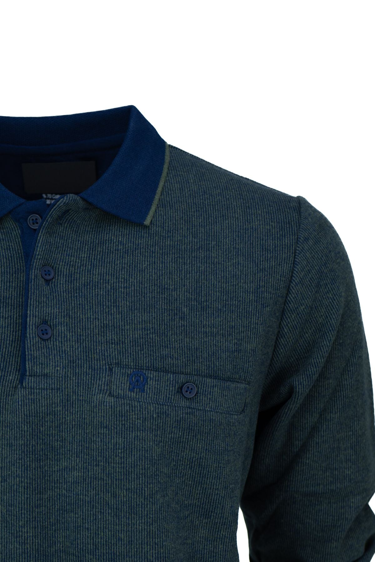 Erkek Kışlık Kazak Pamuklu Örme Düğmeli Polo Yaka Cepli Uzun Kollu Rennes Desenli Rahat