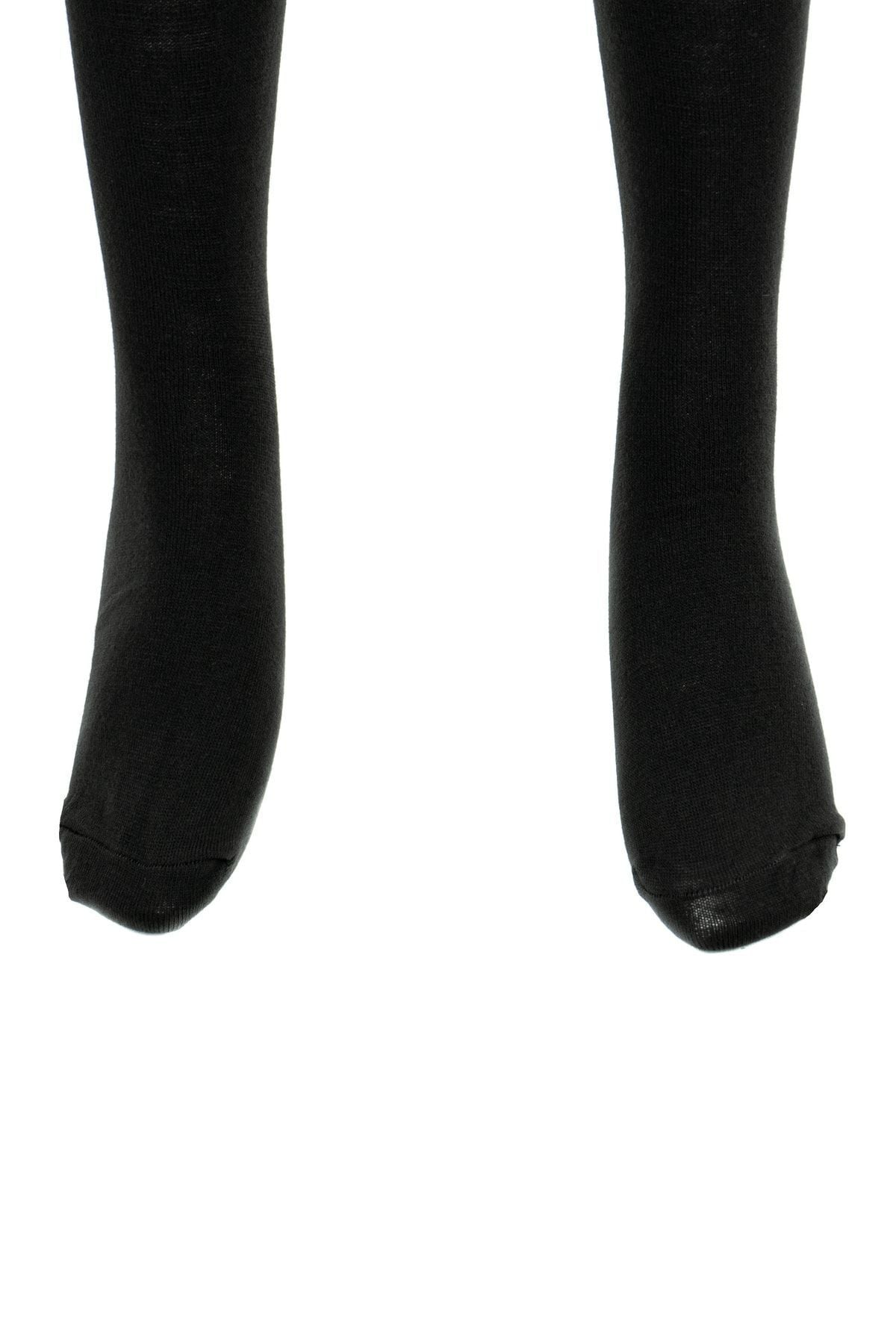 Kadın Kışlık Düz Renk Esnek Likralı Rahat Diz Altı Klasik Yünlü Anne Çorap