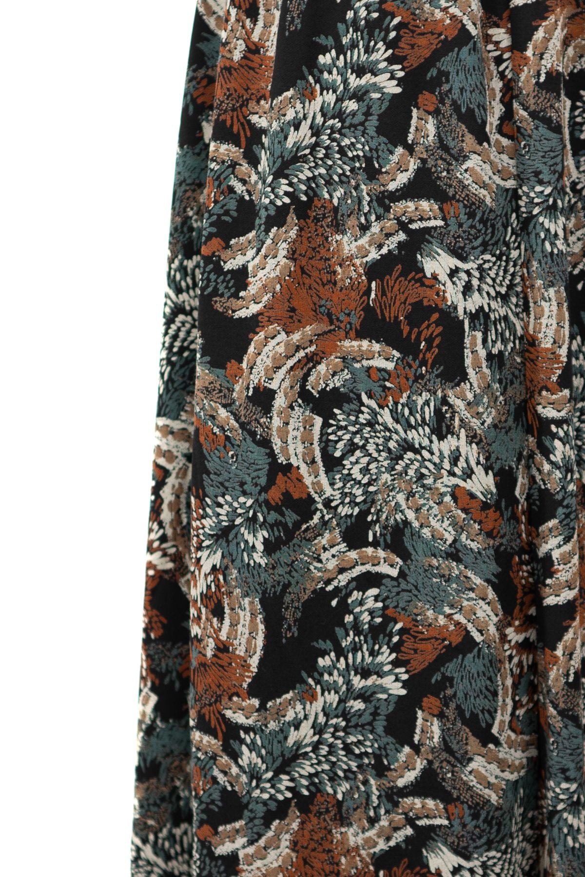 Kadın Mevsimlik Çiçekli Desenli Parçalı Anne Etek Beli Lastikli Likralı Viskon Penye Kumaş