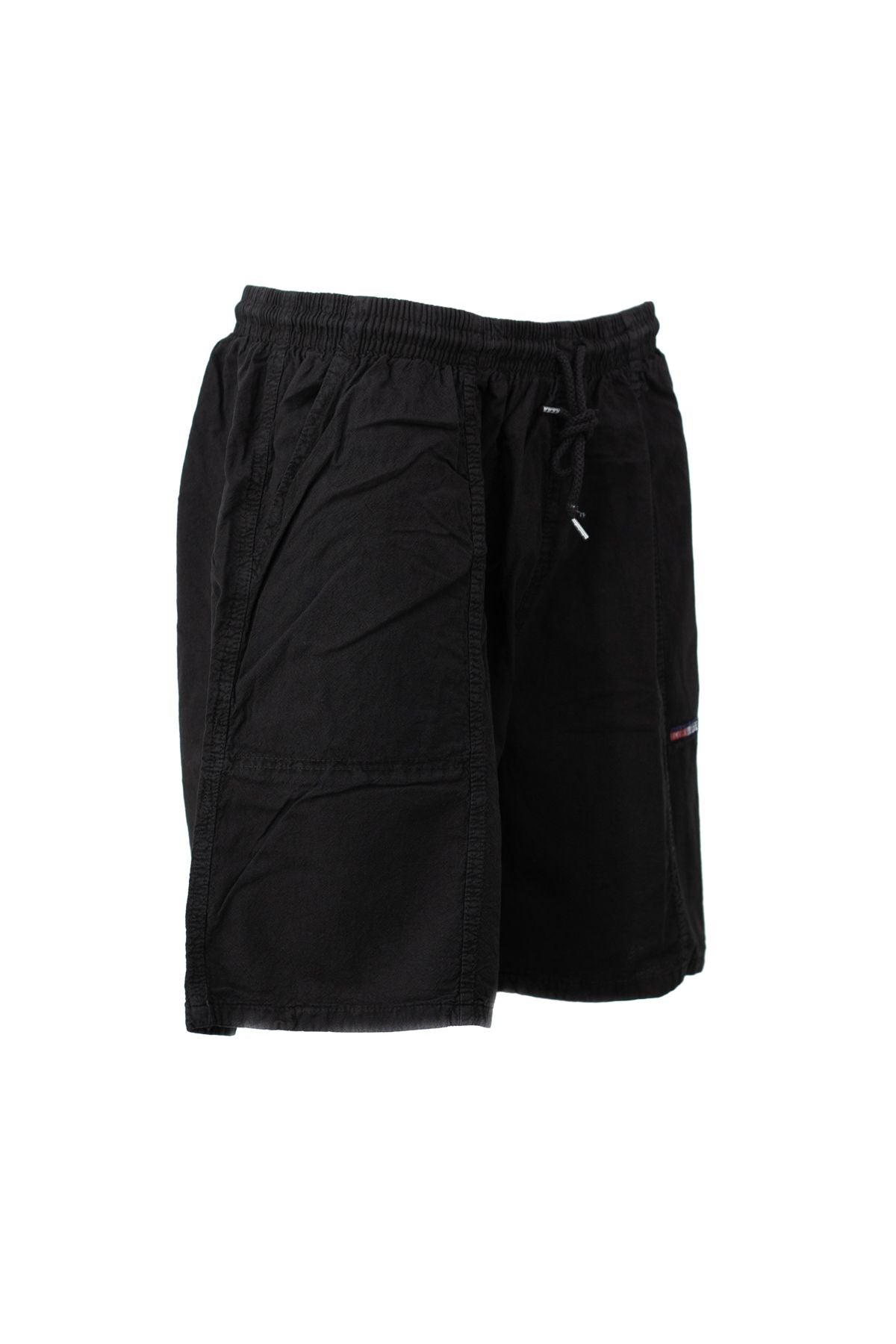 Erkek %100 Saf Pamuk Kumaş Bermuda Şort Düz Paça Cepli Beli Bağcıklı Rahat Tam Kalıp