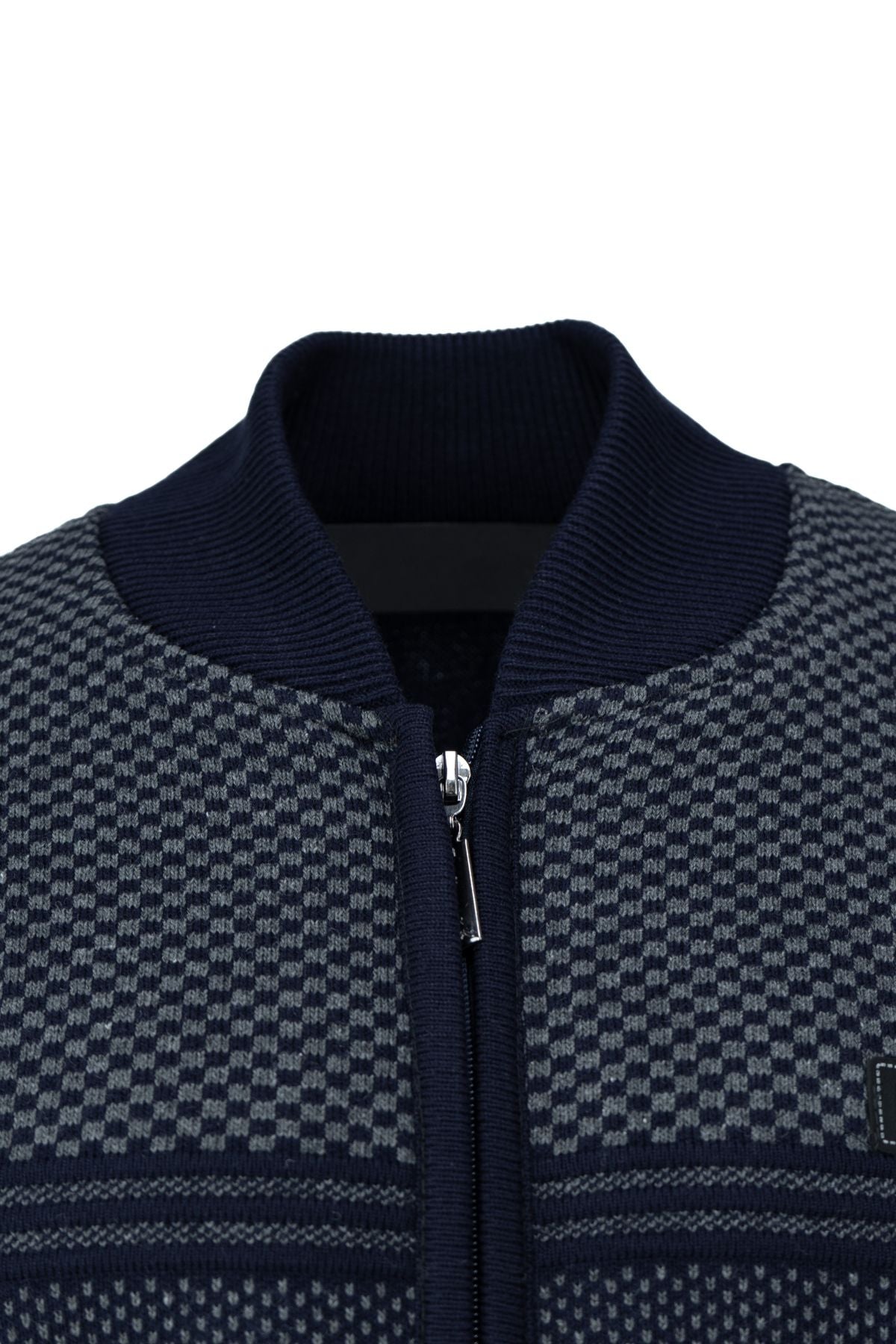 Erkek Kışlık Şık Yünlü Örme Triko Yelek Fermuarlı Cepli Armalı Hakim Yaka Rahat Klasik Model