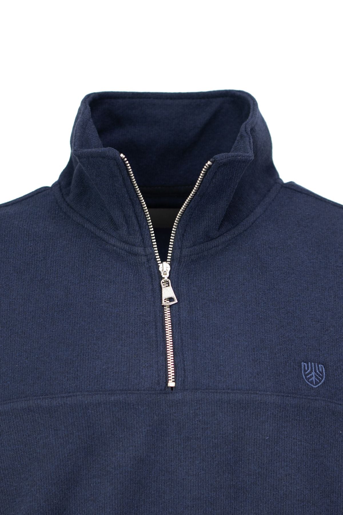 Erkek Kışlık Şardonlu Premium Pamuklu Örme Kazak Yarım Fermuarlı Şık Armalı Rahat Tam Kalıp