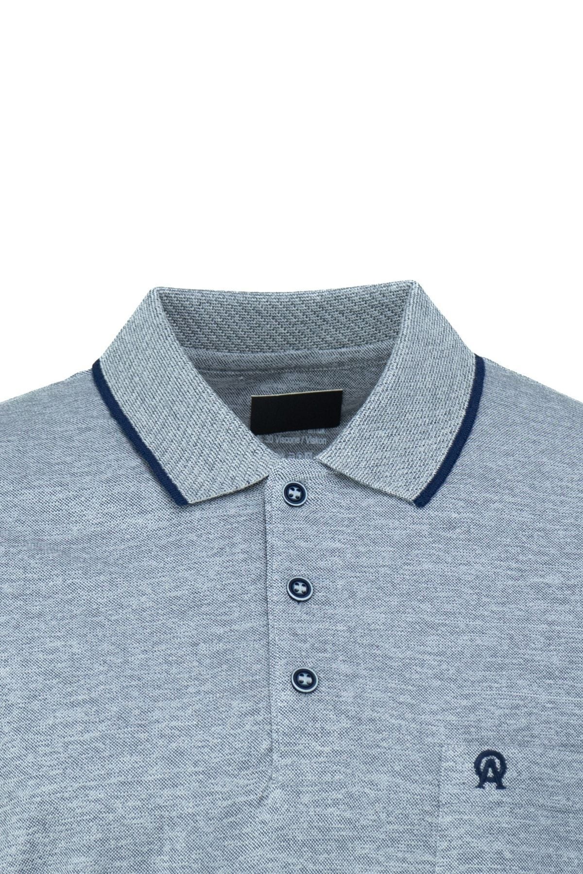 Erkek Polo Yaka Cepli Kısa Kol Puntolu Kırçıllı Desenli Tam Kalıp Pamuklu Kumaş T-shirt