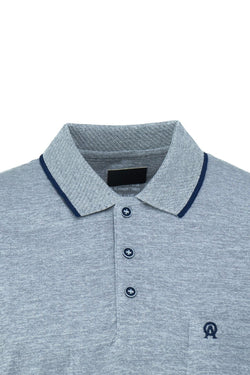 Erkek Polo Yaka Cepli Kısa Kol Puntolu Kırçıllı Desenli Tam Kalıp Pamuklu Kumaş T-shirt