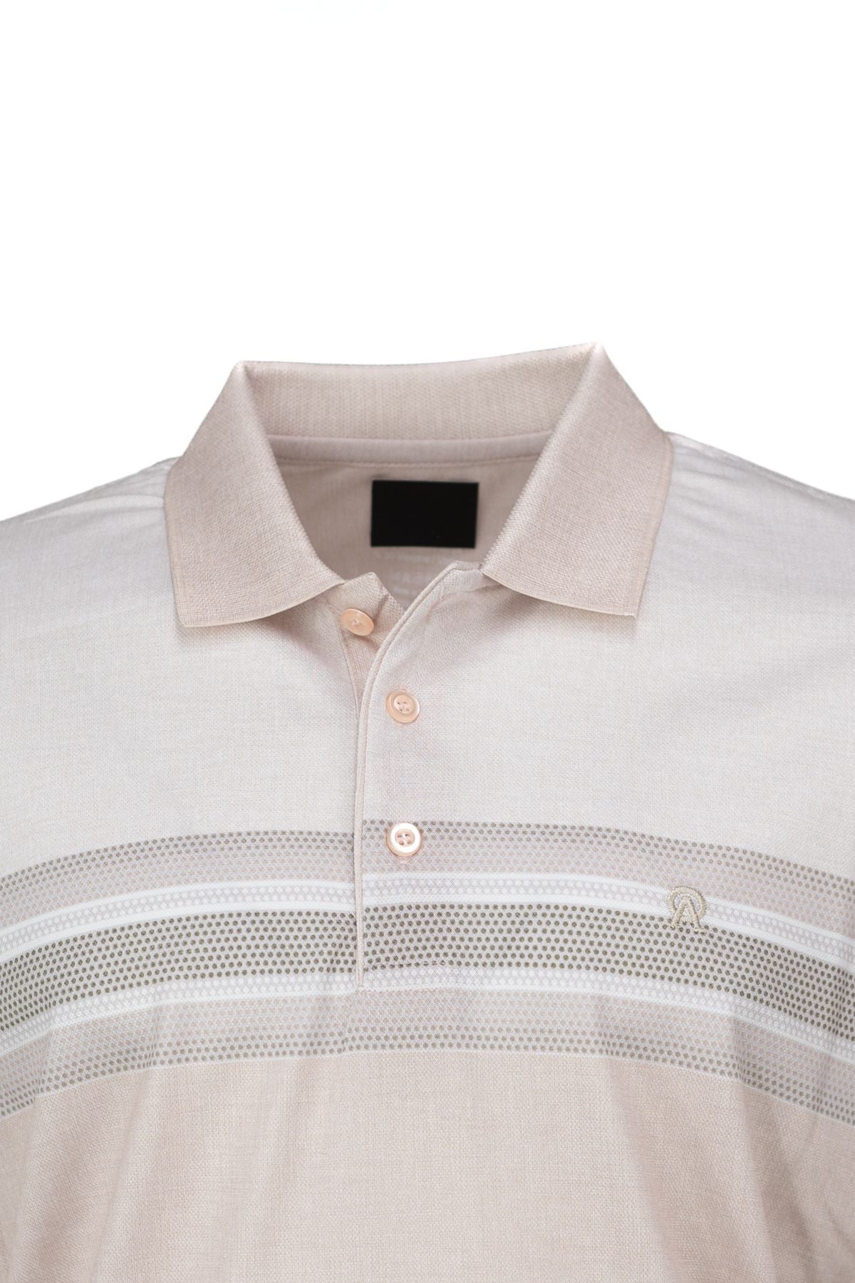 Erkek Pamuklu Merserize Kumaş T-Shirt Cepsiz Polo Yaka Kısa Kollu Çizgi Desenli Tam Kalıp