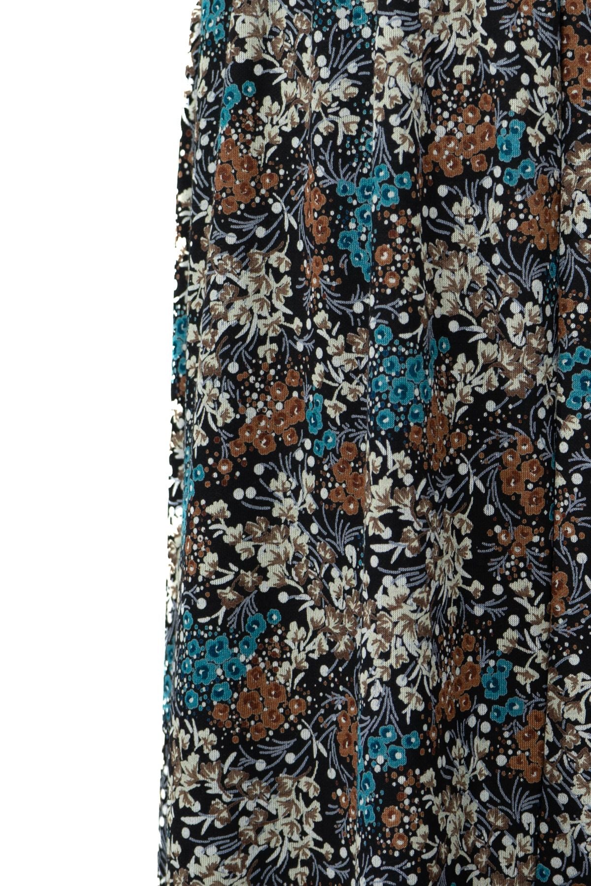 Kadın Anne Parçalı Etek Viskon Kumaş Salkımım Desenli Beli Lastikli Düz Renk Rahat Kesim