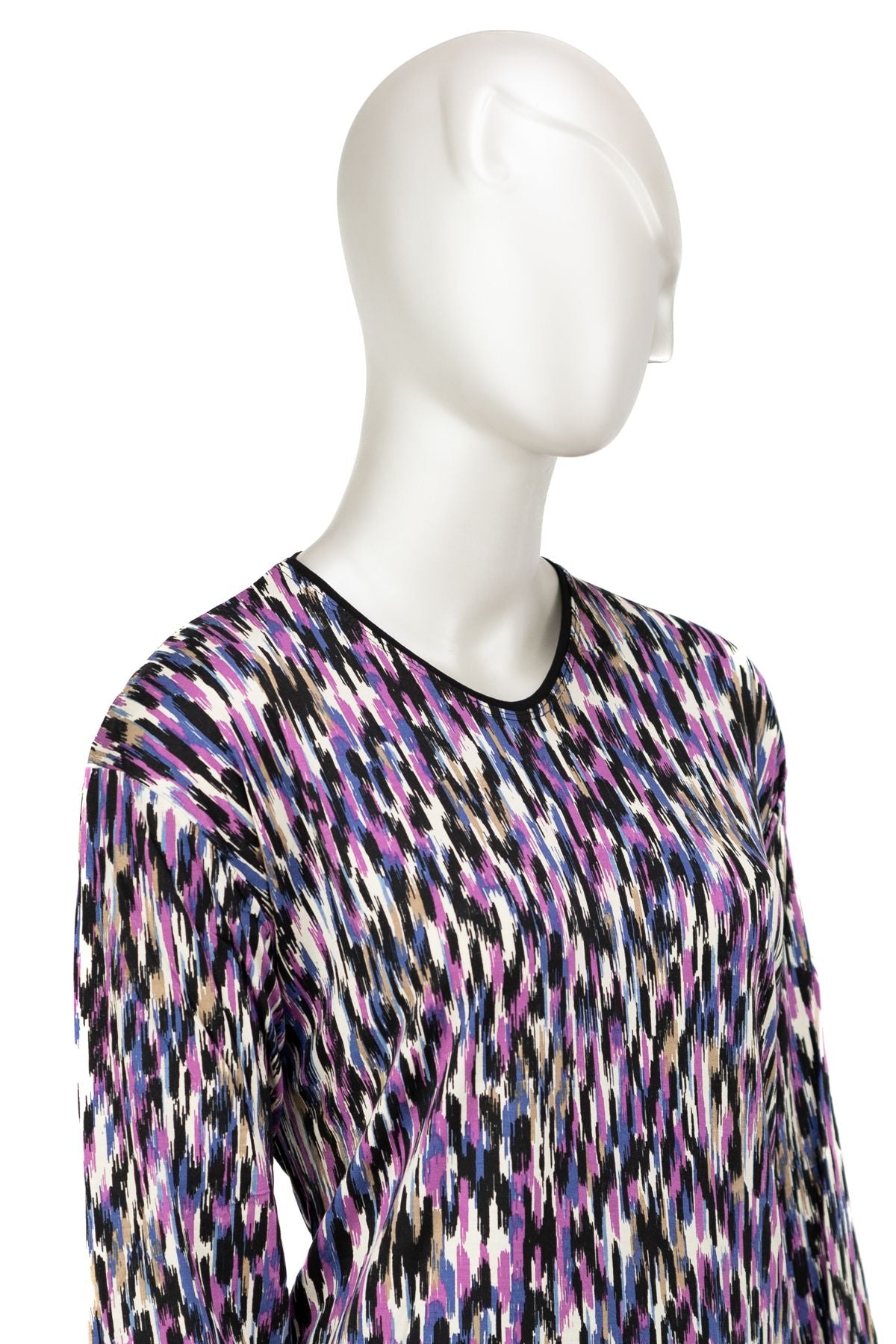 Kadın Turlu Viskon Penye Kumaş Anne Bluz Nilüfer Desenli Uzun Kollu Tam Kalıp Likralı