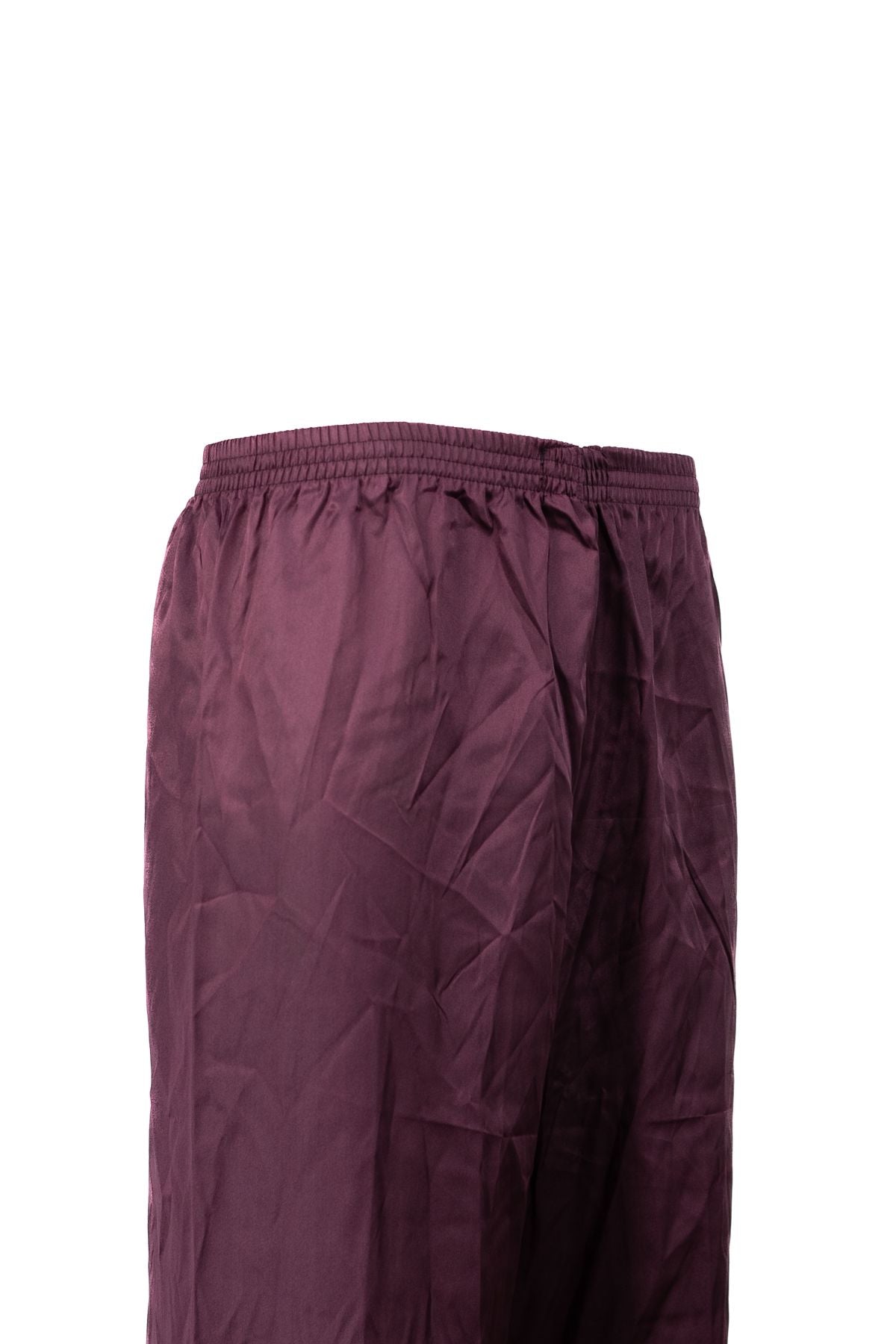 Erkek Saten Kumaş Pijama Pantolon Düz Renk Beli Lastikli Cepsiz Geniş Paça Rahat Kesim