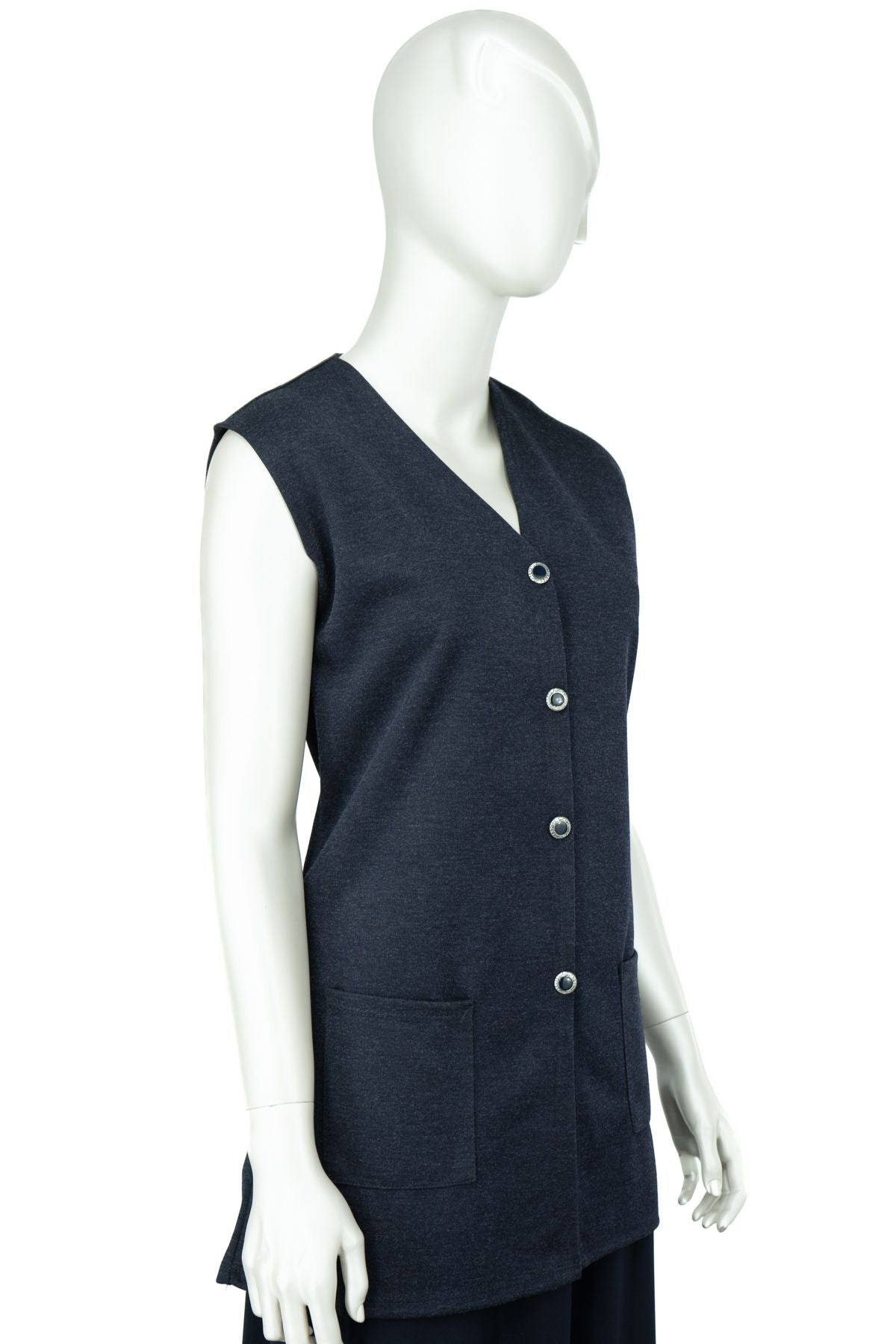 Kadın Kışlık Anne Yelek Modern Ecrin Örme Önü Düğmeli Çift Cepli Düz Renk Sahra Model