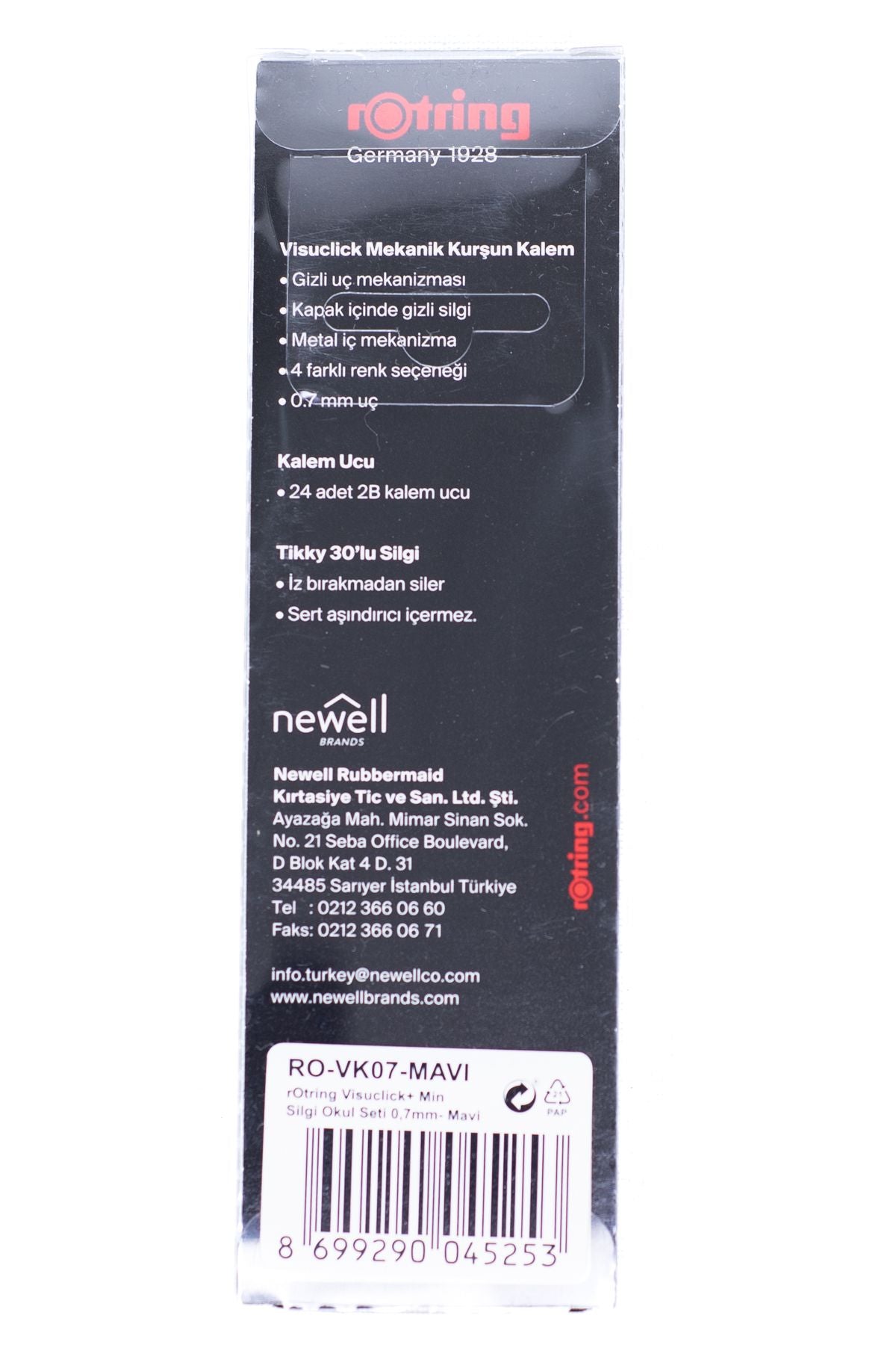 Oppland Kırtasiye Rotring Visuclik 2B Uçlu Kalem Orijinal Silgi Hediyeli 0.7 mm Dayanıklı Set