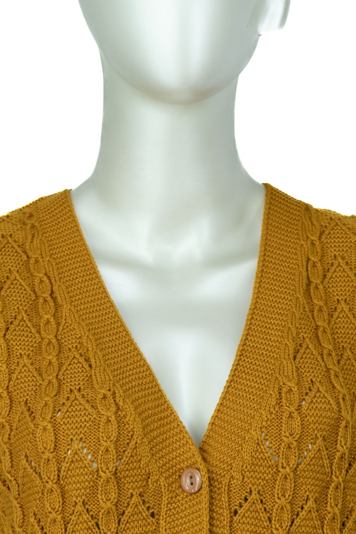 Kadın Kışlık Pamuklu Triko Örme Anne Yelek Bahar Model Önden Düğmeli Çift Cepli Rahat Kesim