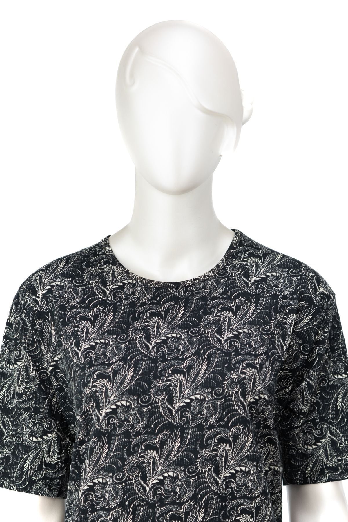 Kadın Turlu Viskon Penye Kumaş Kısa Kollu Anne Bluz Palmiye Desenli Likralı Tam Kalıp